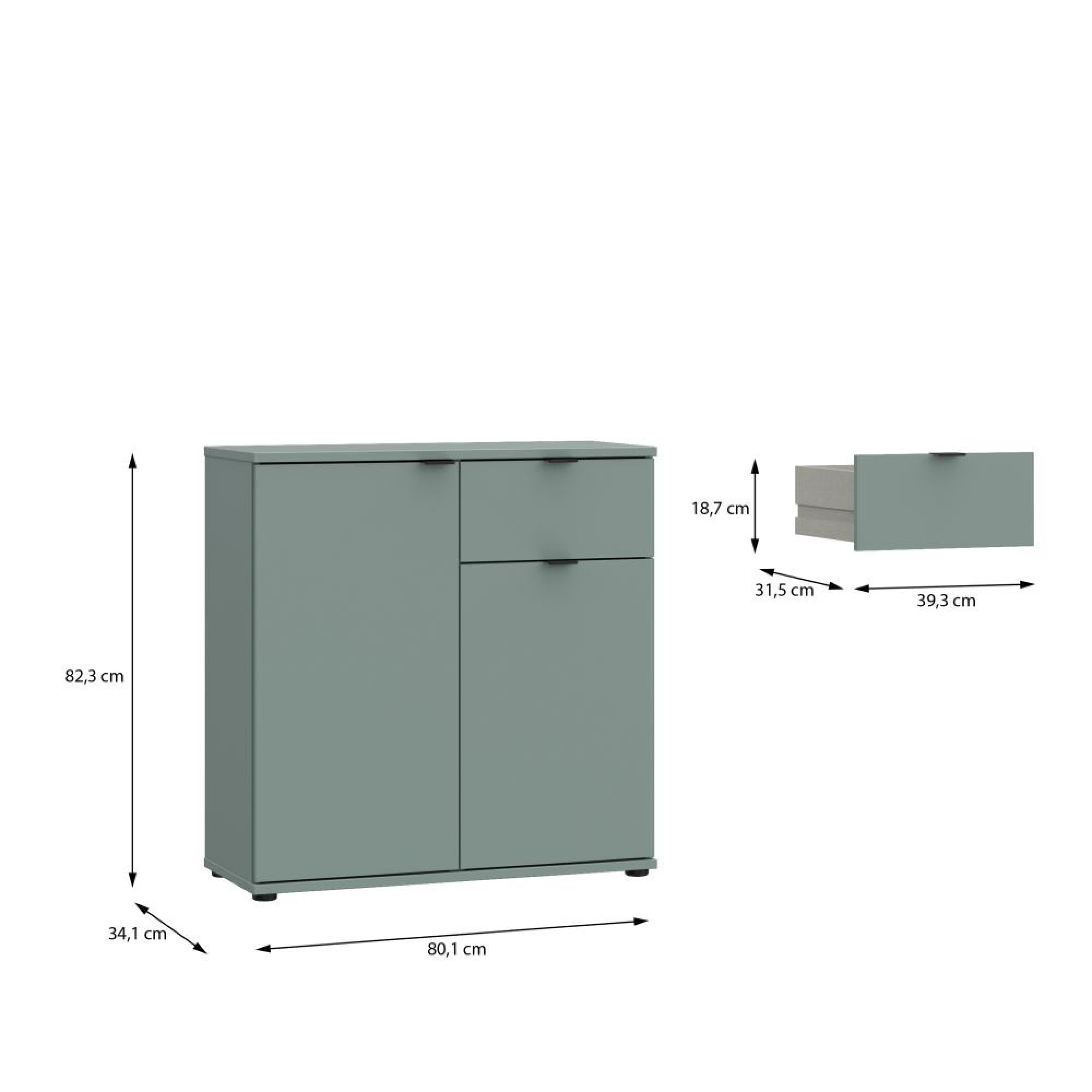 Ganymede Sideboard - 2 Door - 1 Drawer - Compact - Sage Green