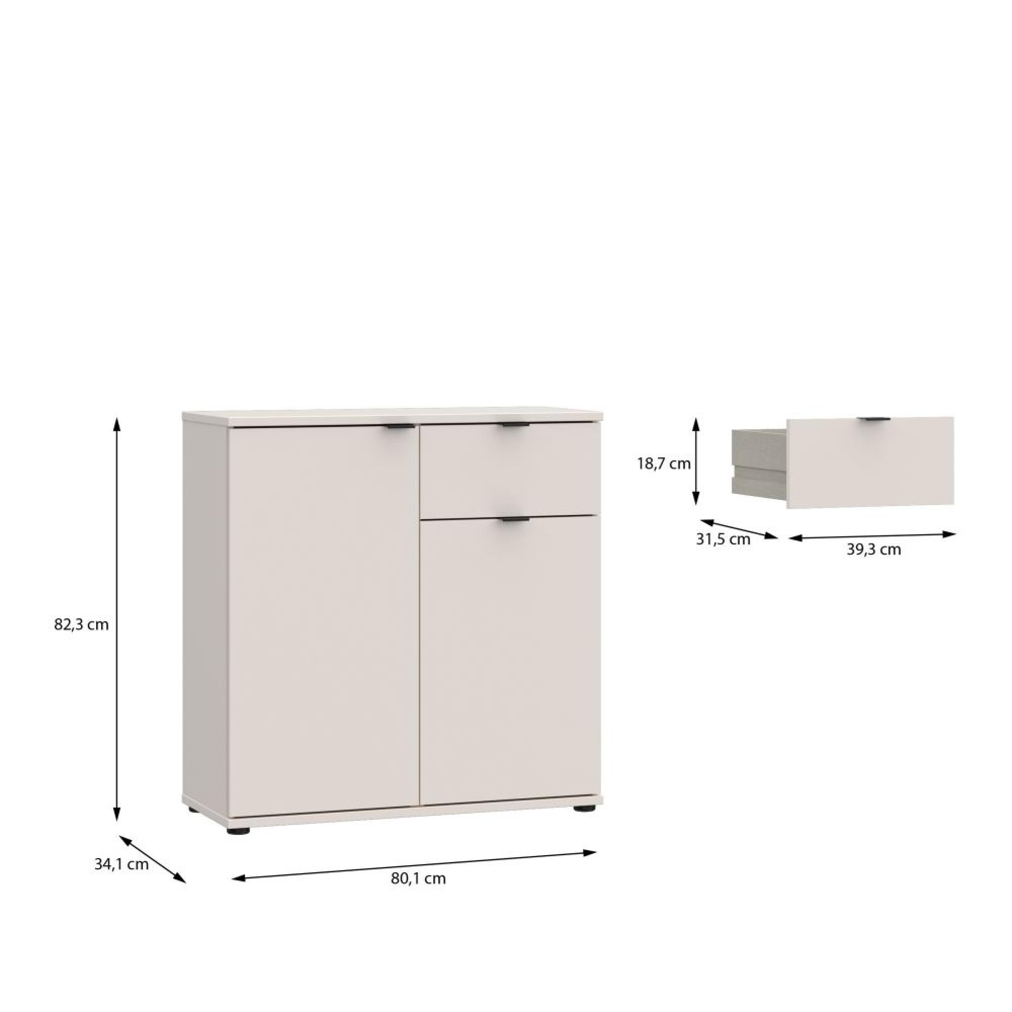 Ganymede Sideboard - 2 Door - 1 Drawer - Compact - Sand