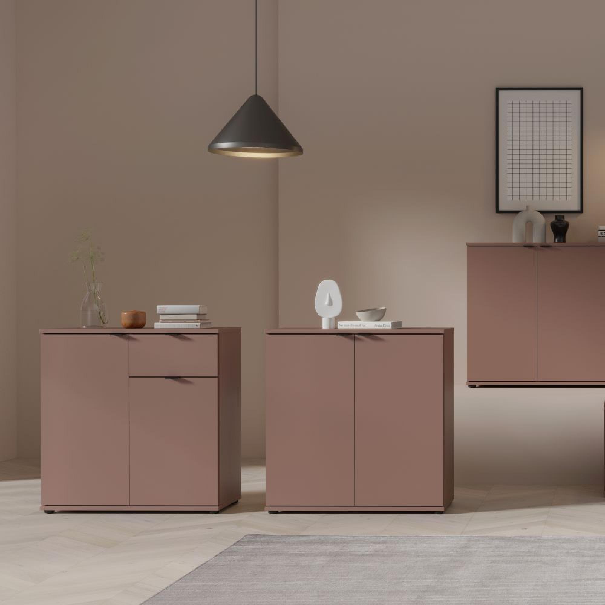 Ganymede Sideboard - 2 Door - 1 Drawer - Compact - Terracotta