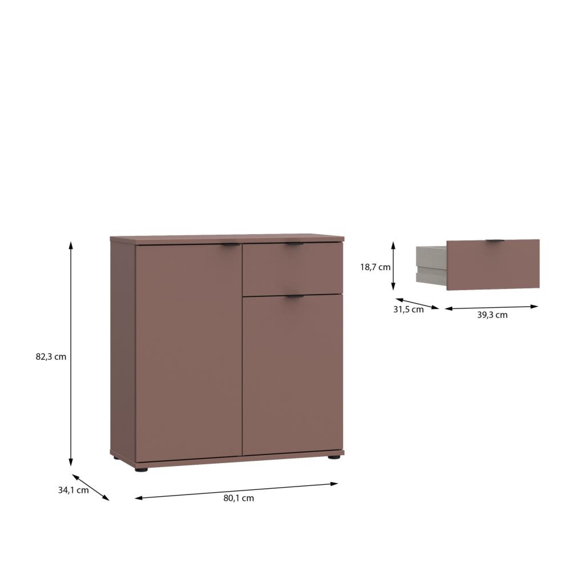 Ganymede Sideboard - 2 Door - 1 Drawer - Compact - Terracotta