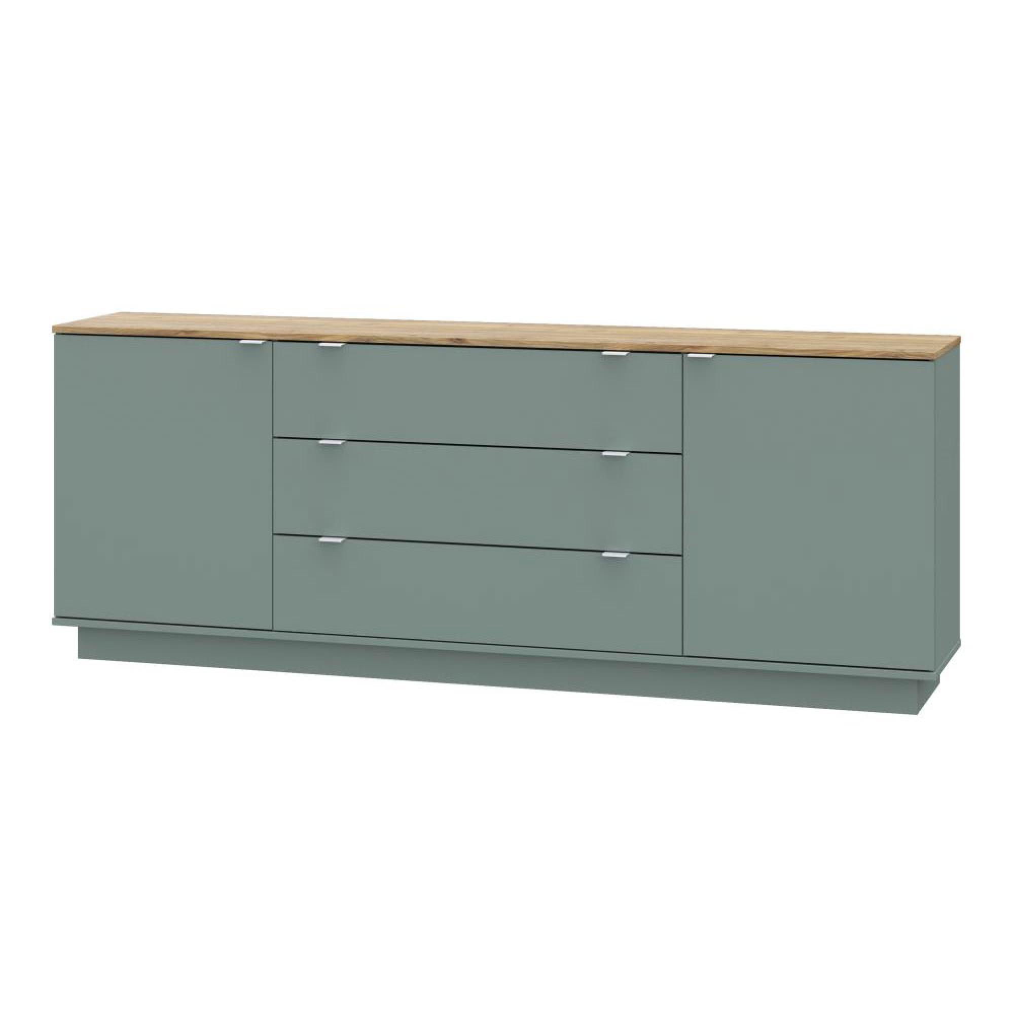 Ganymede Sideboard - 2 Door - 3 Drawer - Extra Large - Light Oak and Sage