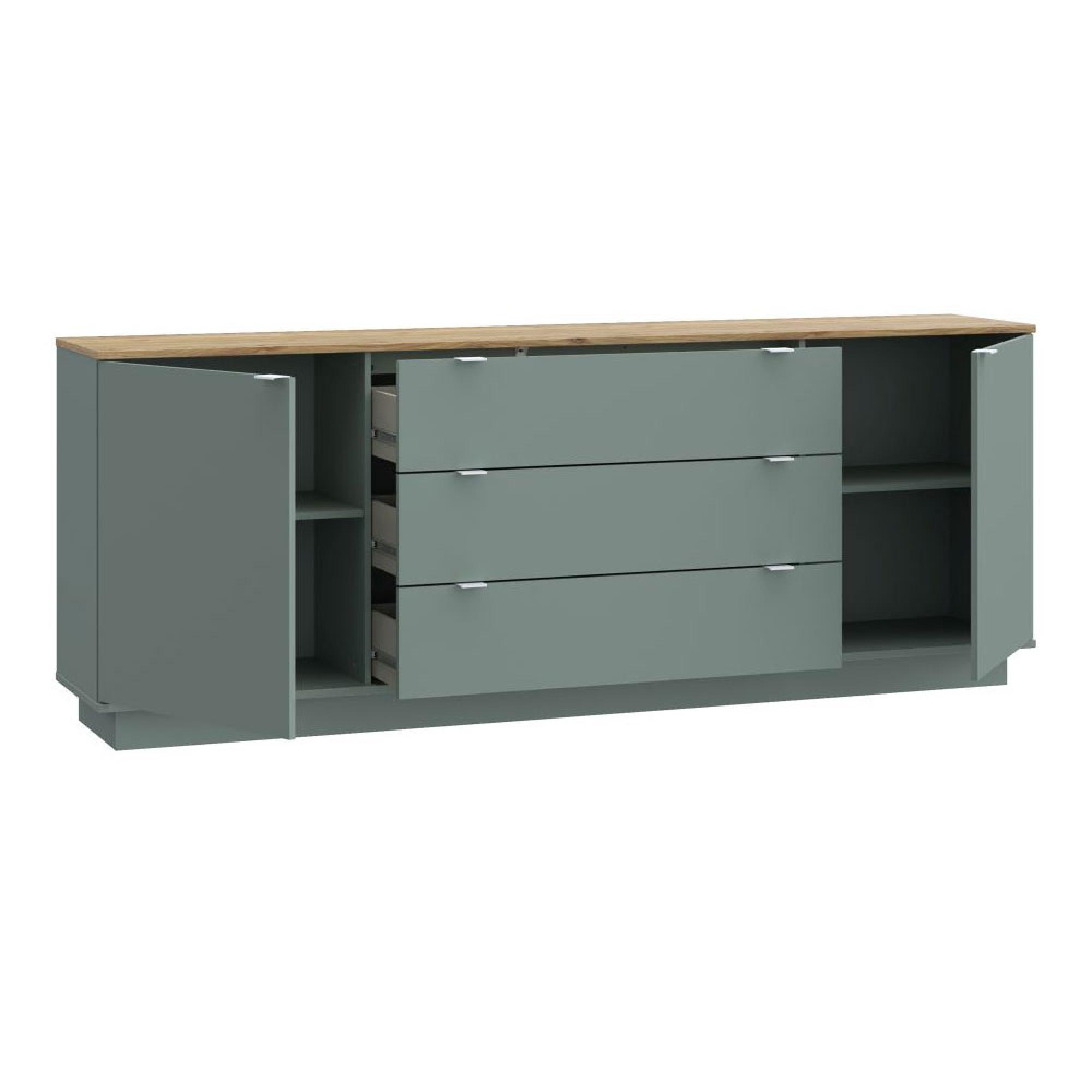 Ganymede Sideboard - 2 Door - 3 Drawer - Extra Large - Light Oak and Sage