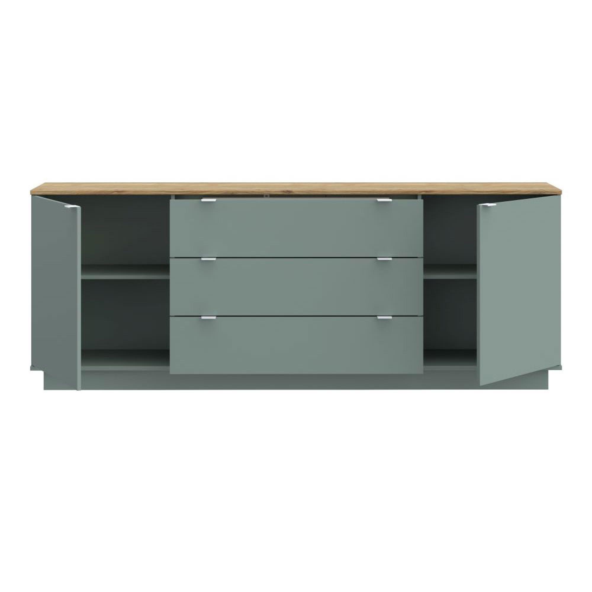 Ganymede Sideboard - 2 Door - 3 Drawer - Extra Large - Light Oak and Sage