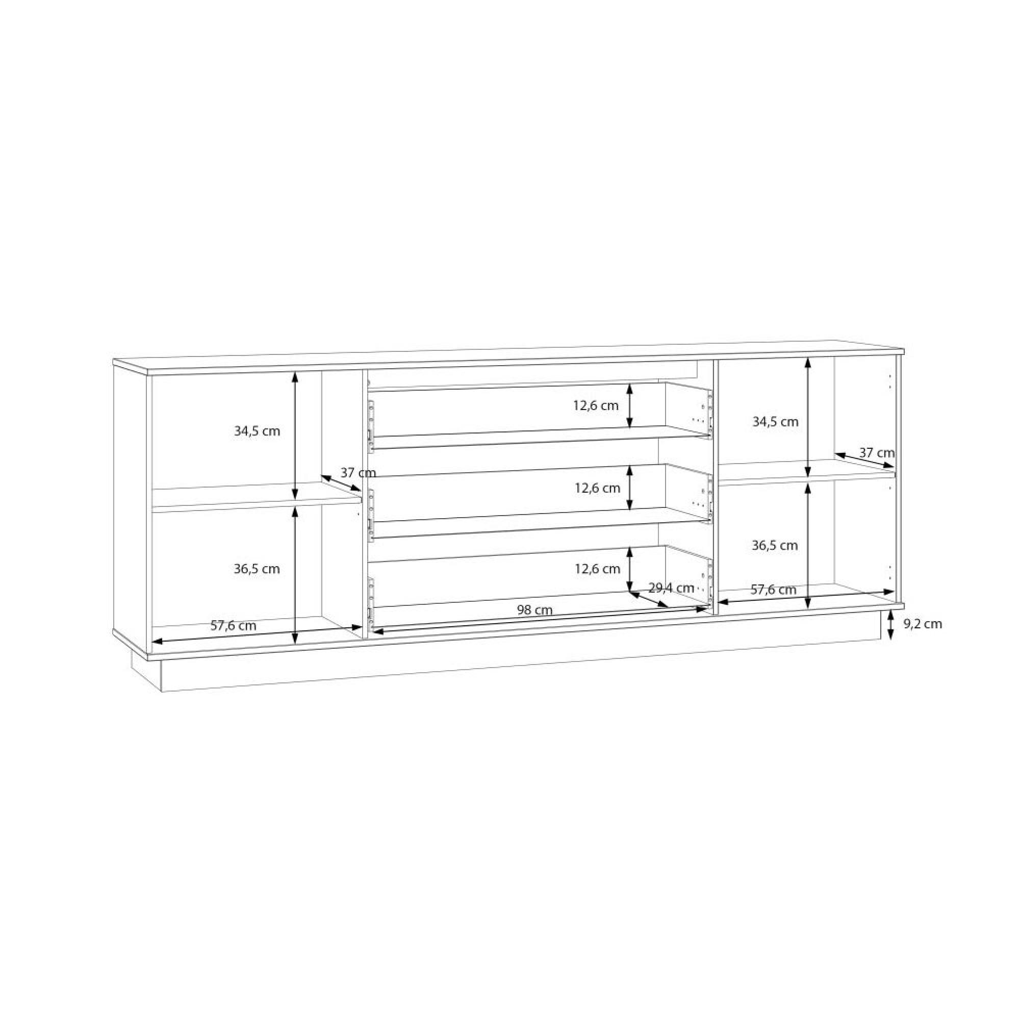 Ganymede Sideboard - 2 Door - 3 Drawer - Extra Large - Light Oak and Sage