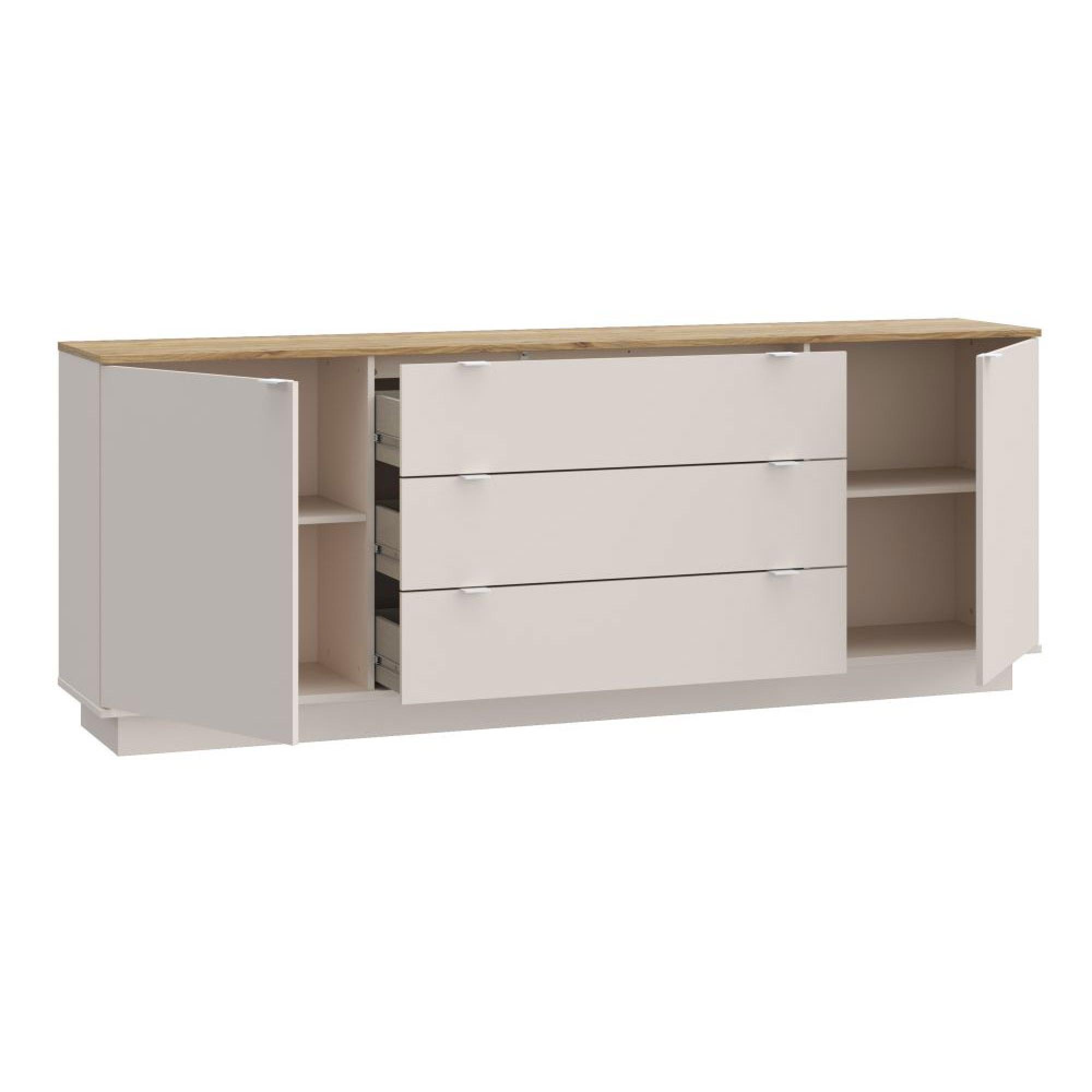 Ganymede Sideboard - 2 Door - 3 Drawer - Extra Large - Light Oak and Sand