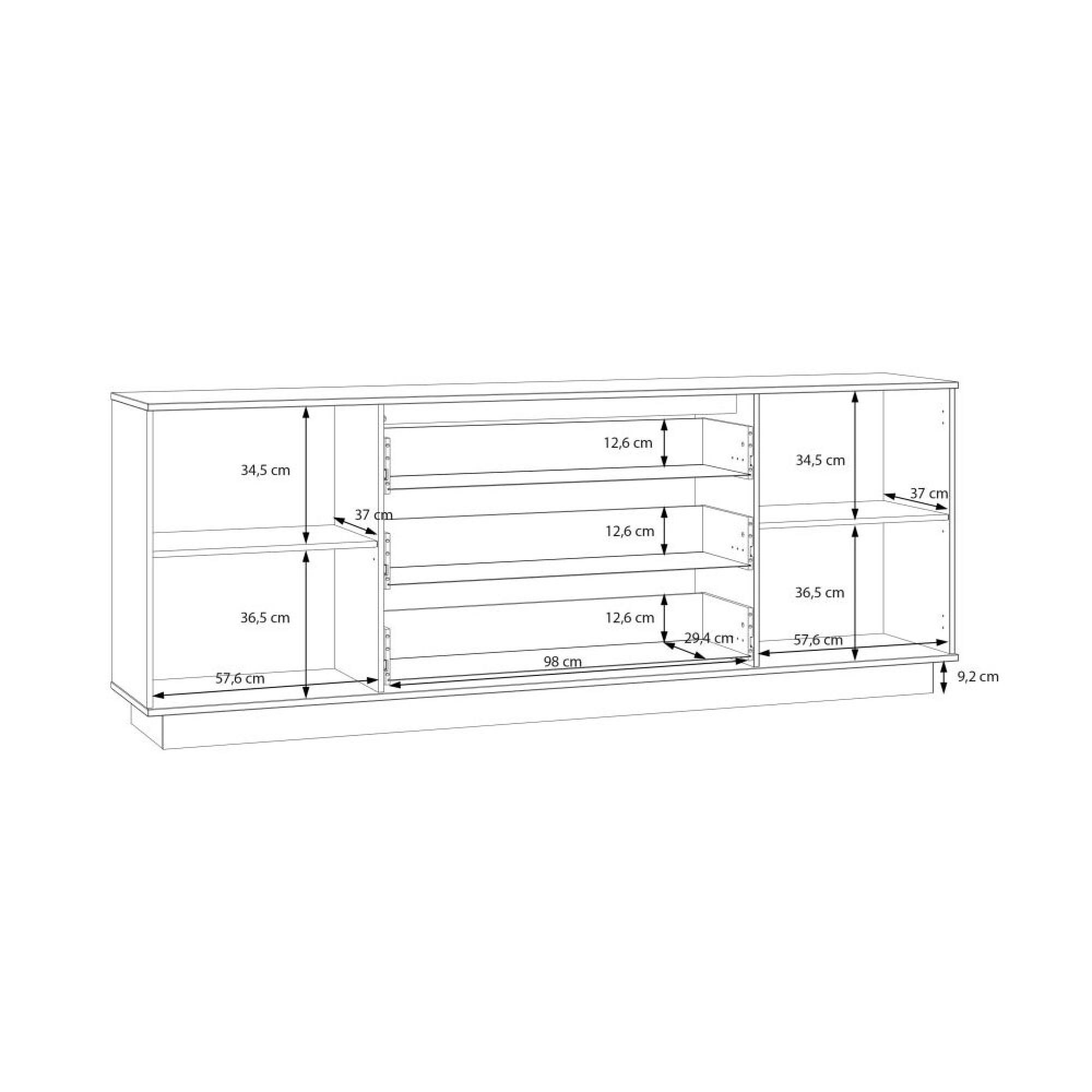 Ganymede Sideboard - 2 Door - 3 Drawer - Extra Large - Light Oak and Sand
