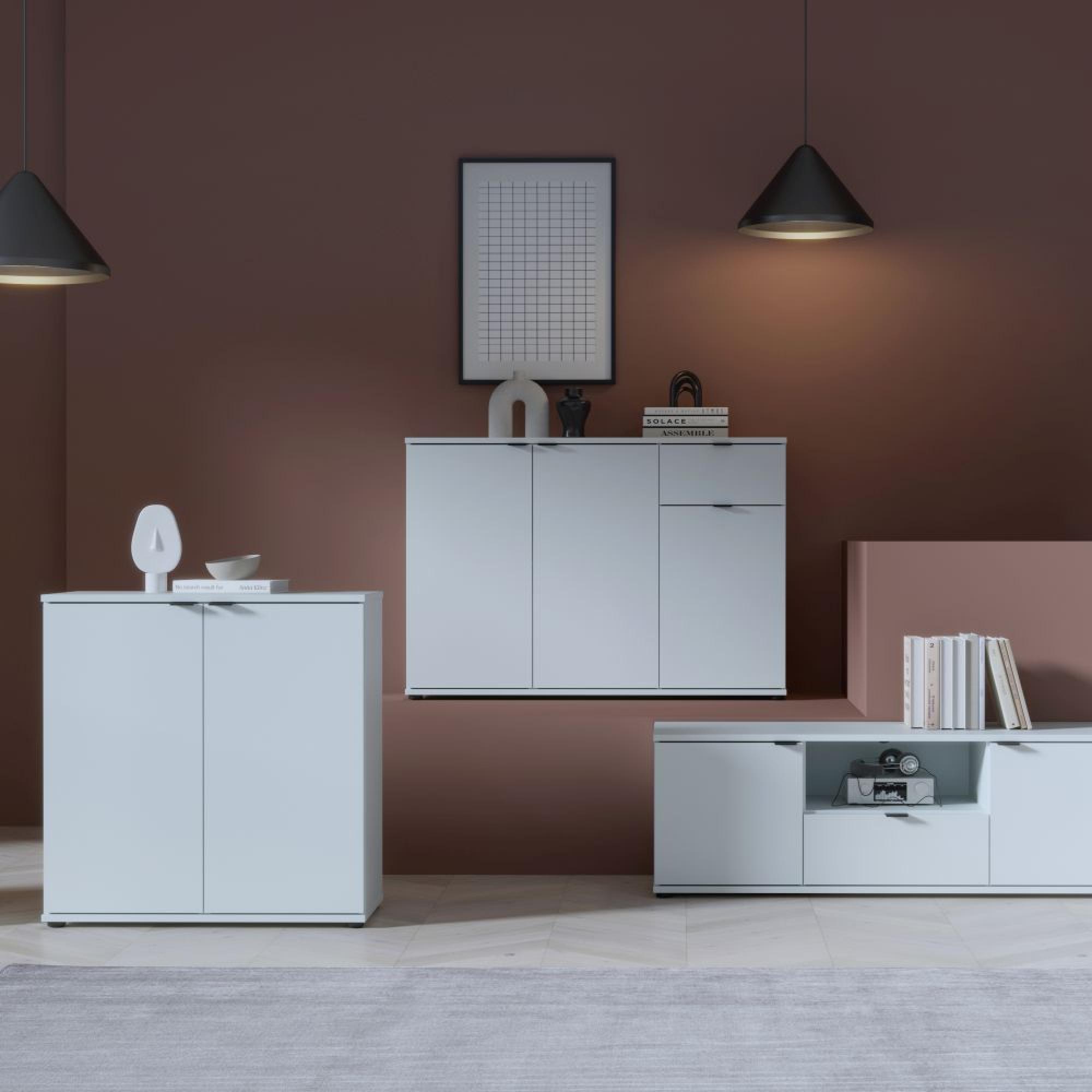 Ganymede Sideboard - 3 Door - 1 Drawer - Small - Light Grey