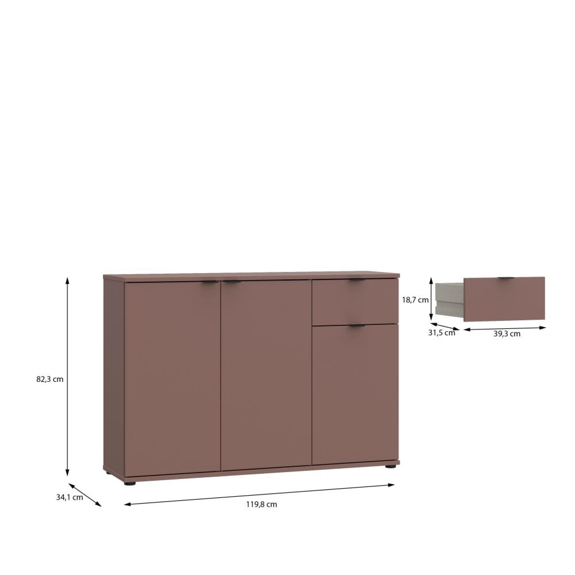 Ganymede Sideboard - 3 Door - 1 Drawer - Small - Terracotta