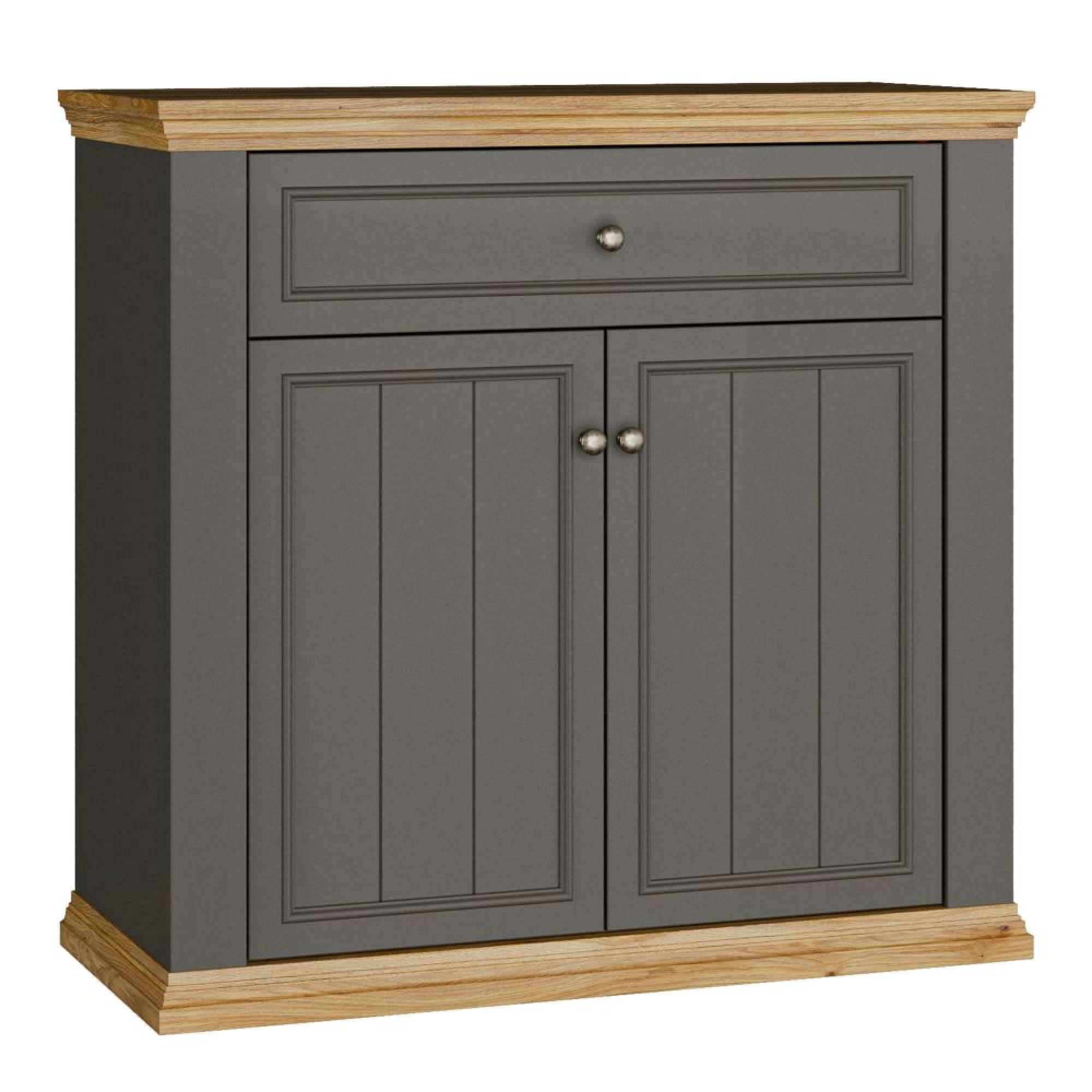 Pontypool Sideboard - 2 Door - 1 Drawer - Small - Dark Grey and Light Oak