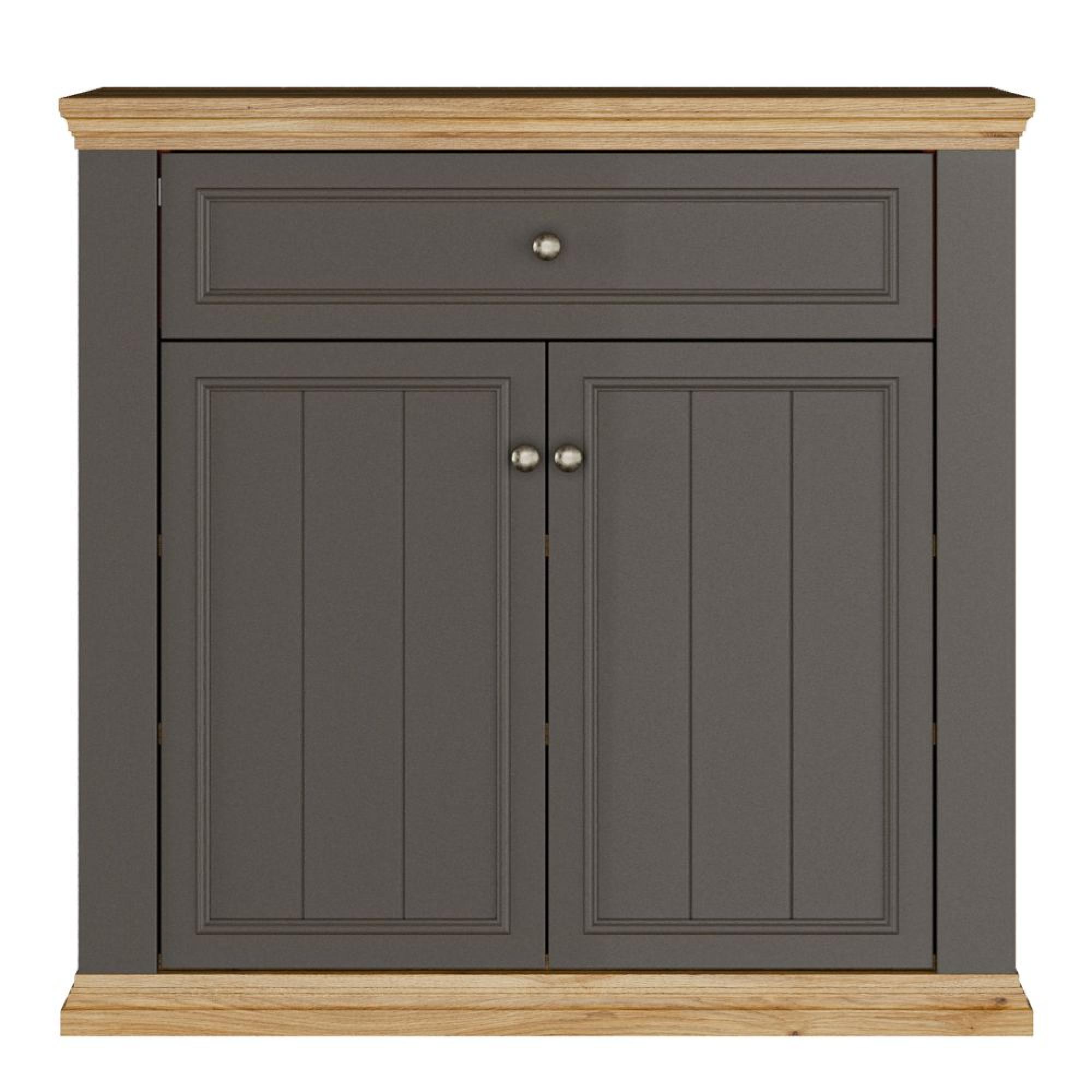 Pontypool Sideboard - 2 Door - 1 Drawer - Small - Dark Grey and Light Oak