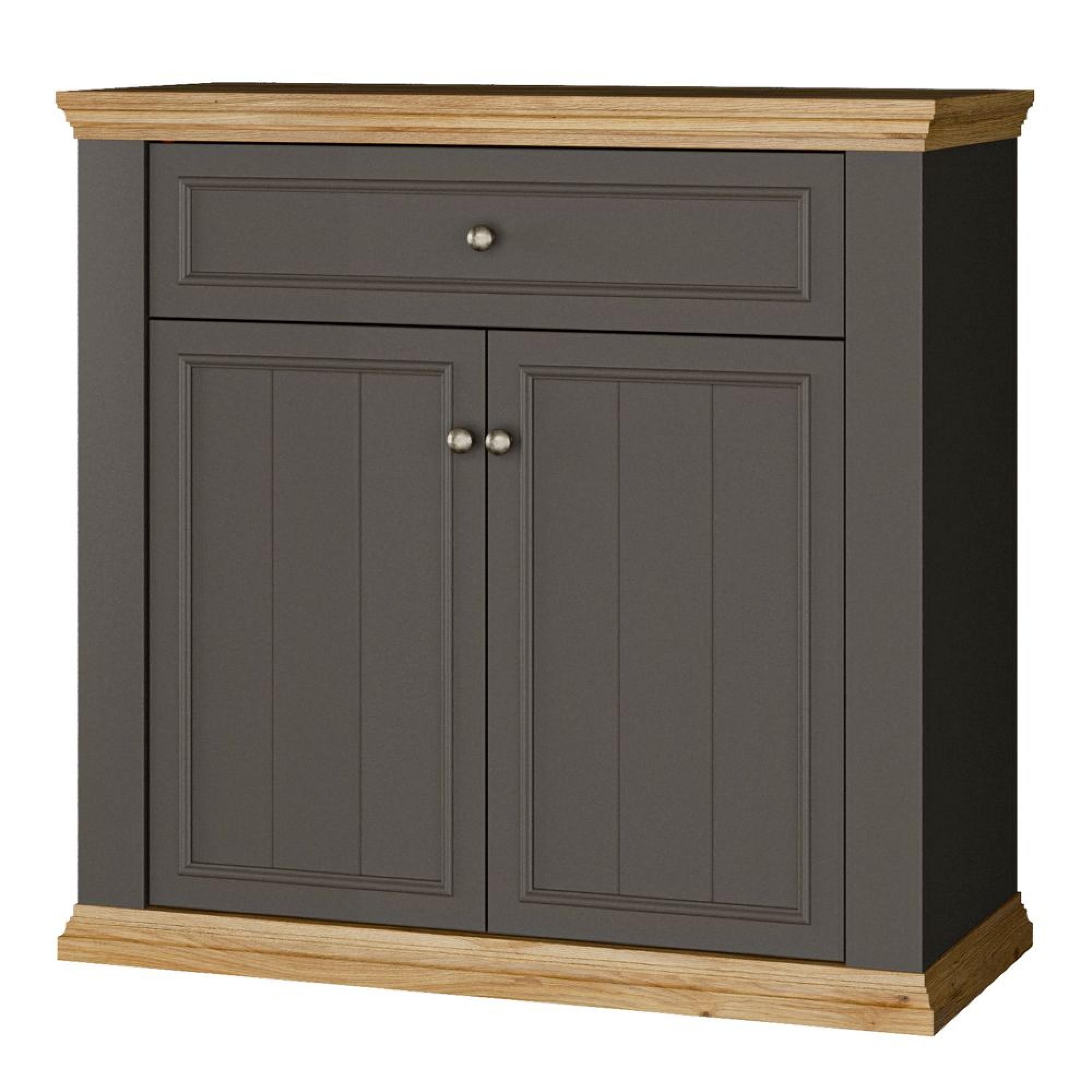 Pontypool Sideboard - 2 Door - 1 Drawer - Small - Dark Grey and Light Oak