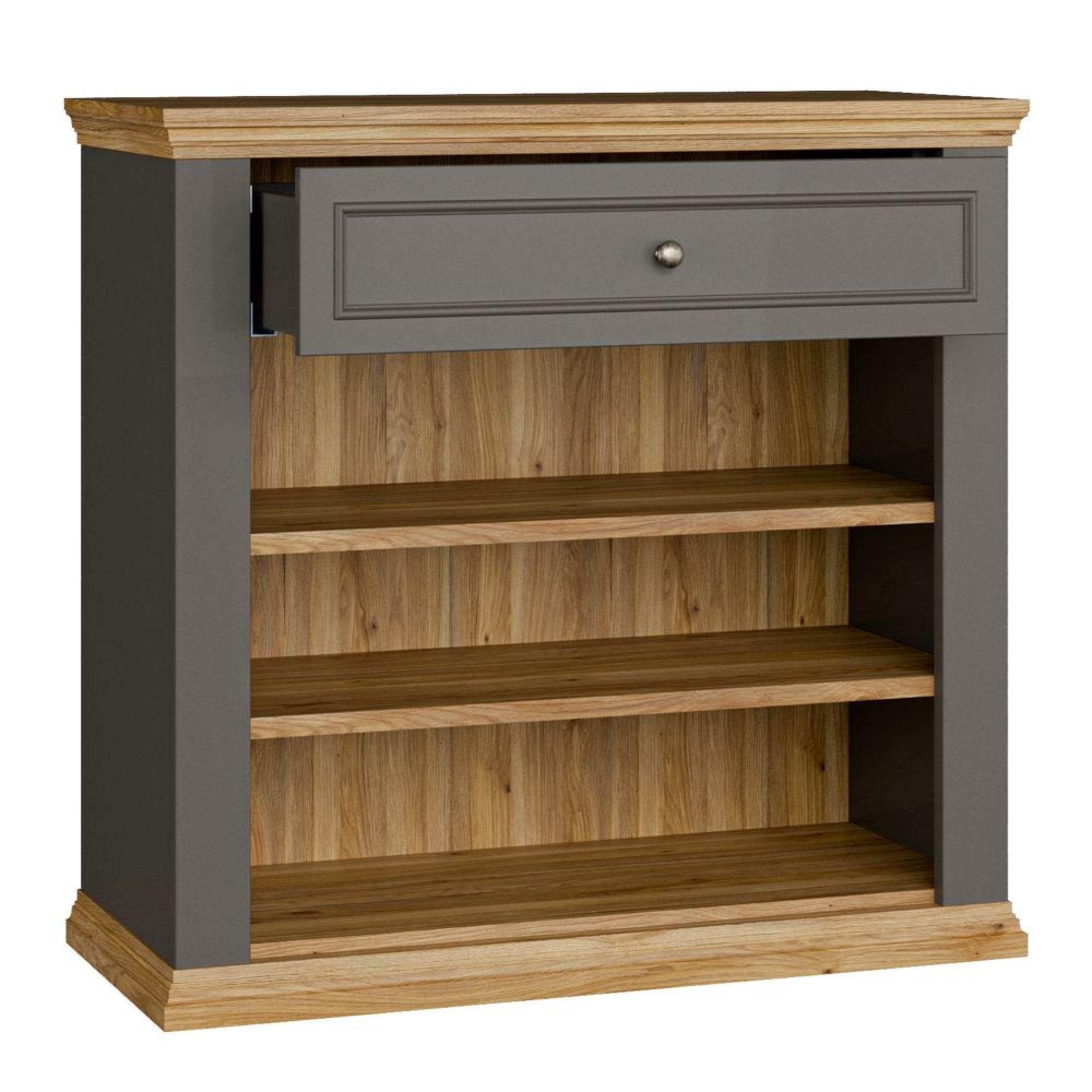 Pontypool Sideboard - 2 Door - 1 Drawer - Small - Dark Grey and Light Oak