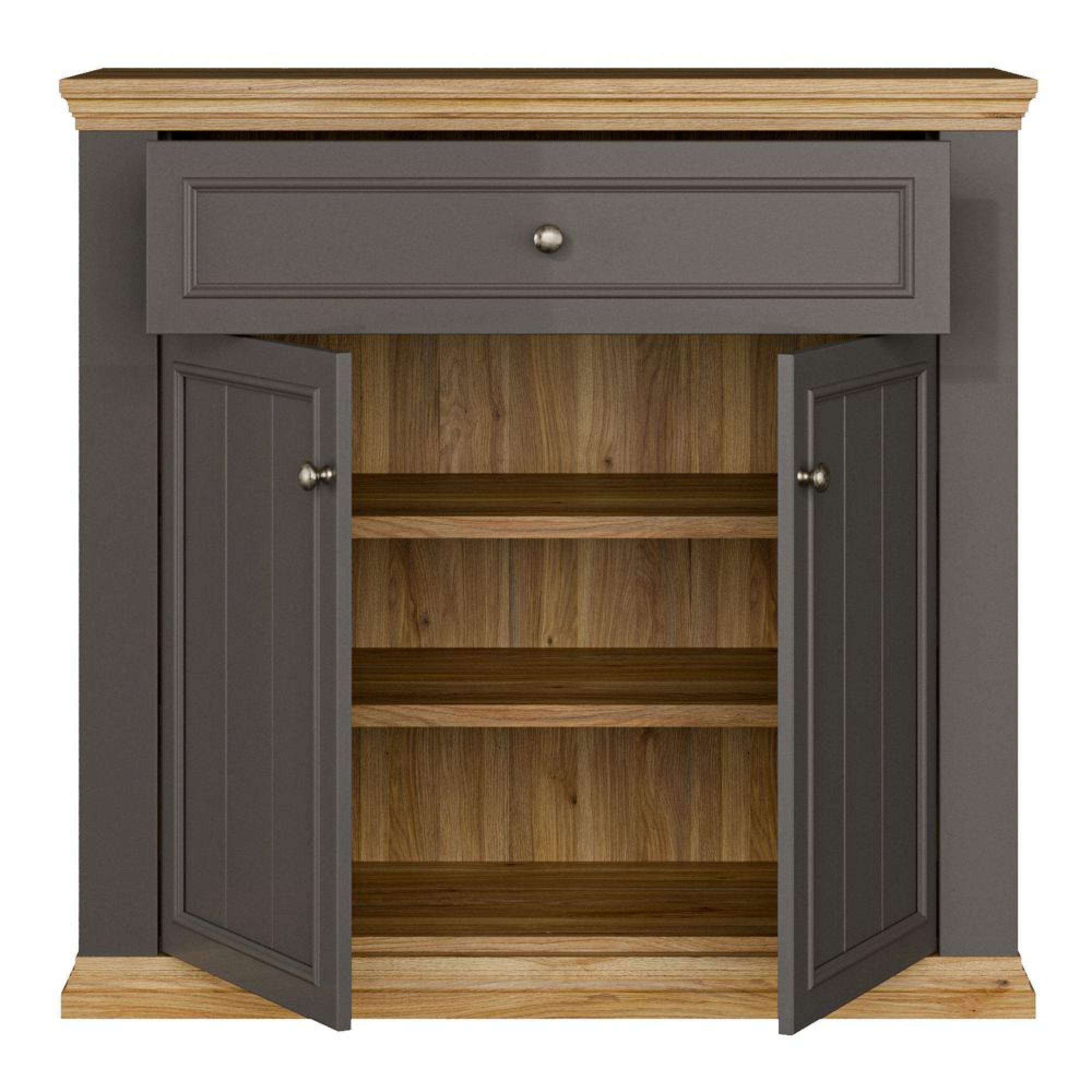 Pontypool Sideboard - 2 Door - 1 Drawer - Small - Dark Grey and Light Oak