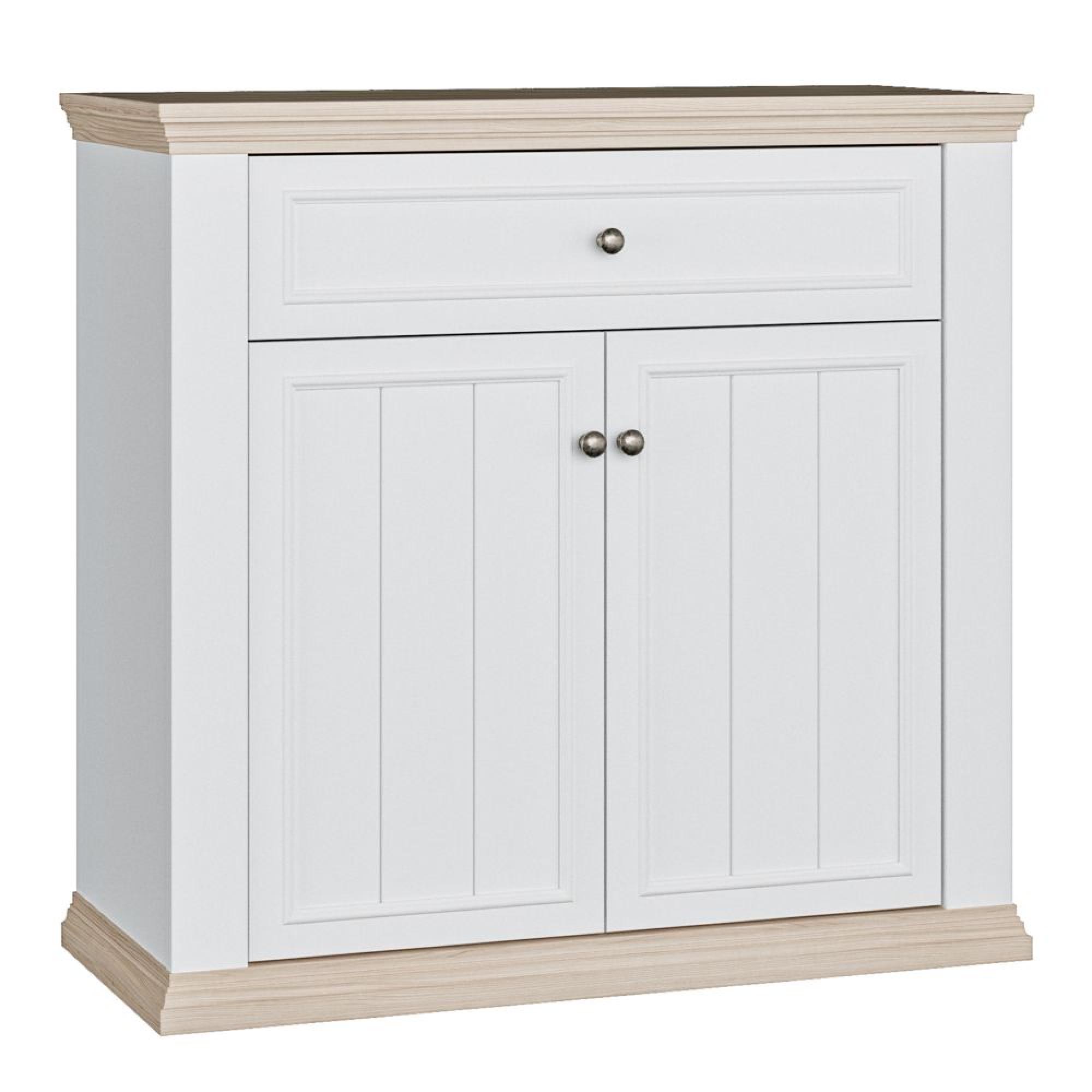 Pontypool Sideboard - 2 Door - 1 Drawer - Small - White and Riva Oak