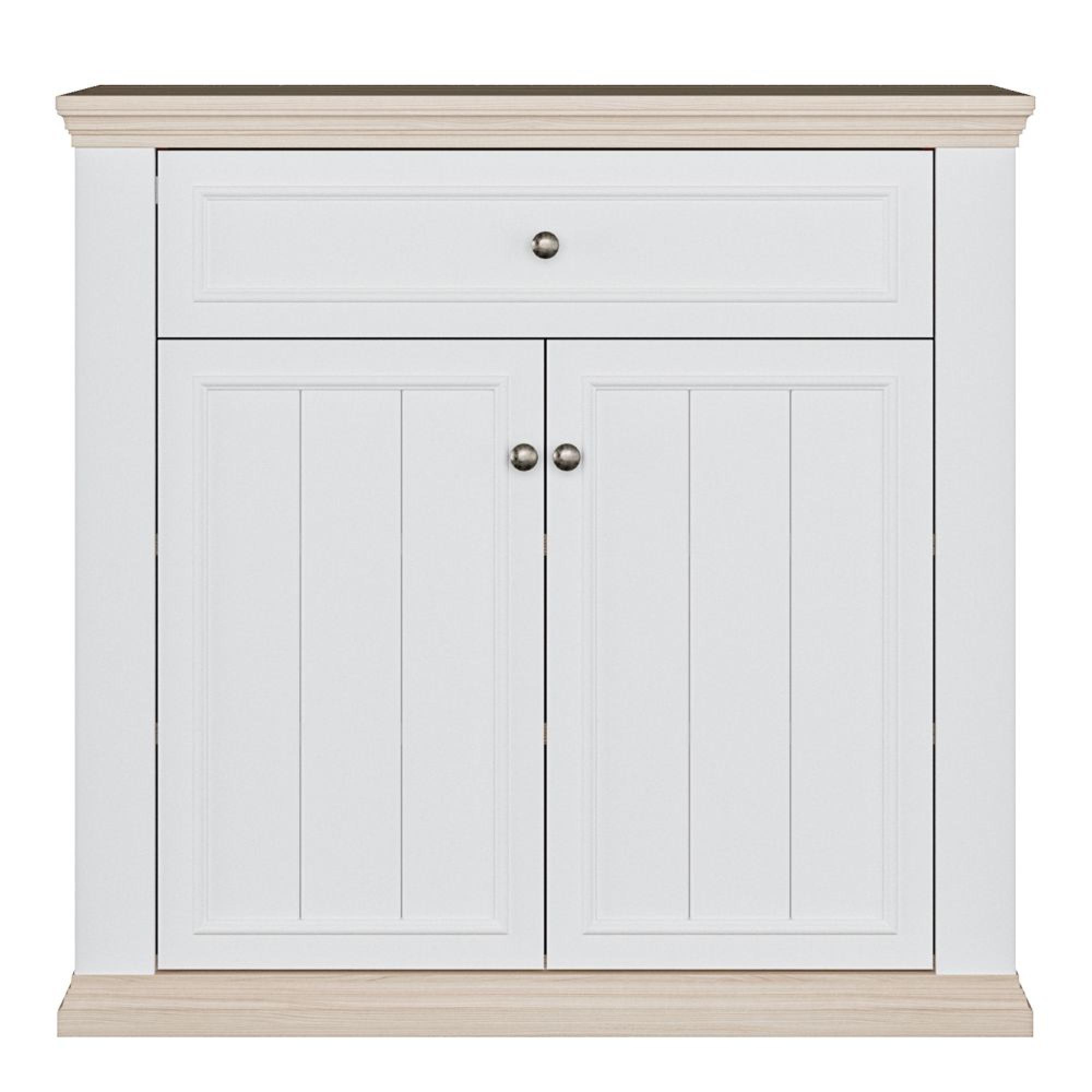 Pontypool Sideboard - 2 Door - 1 Drawer - Small - White and Riva Oak