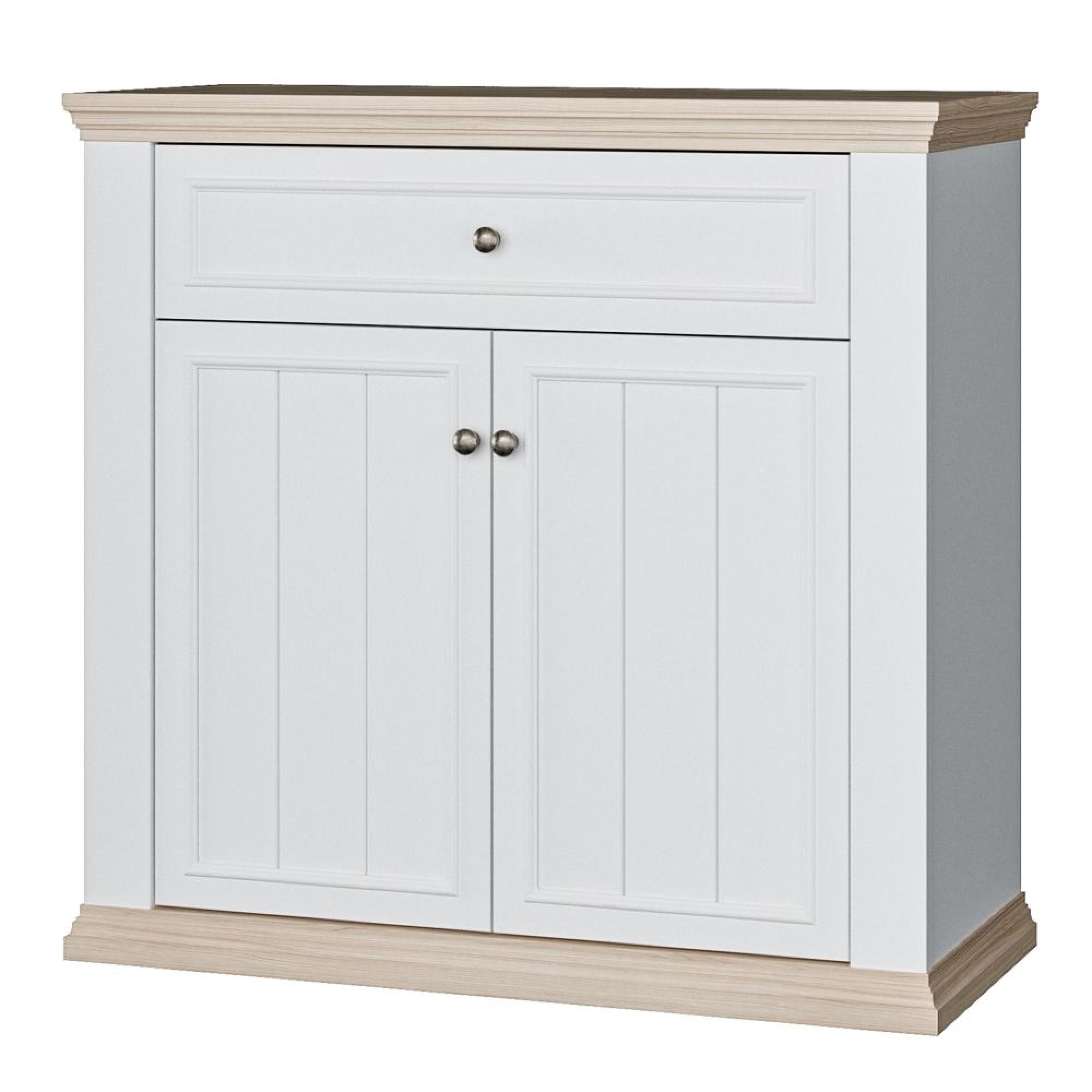 Pontypool Sideboard - 2 Door - 1 Drawer - Small - White and Riva Oak