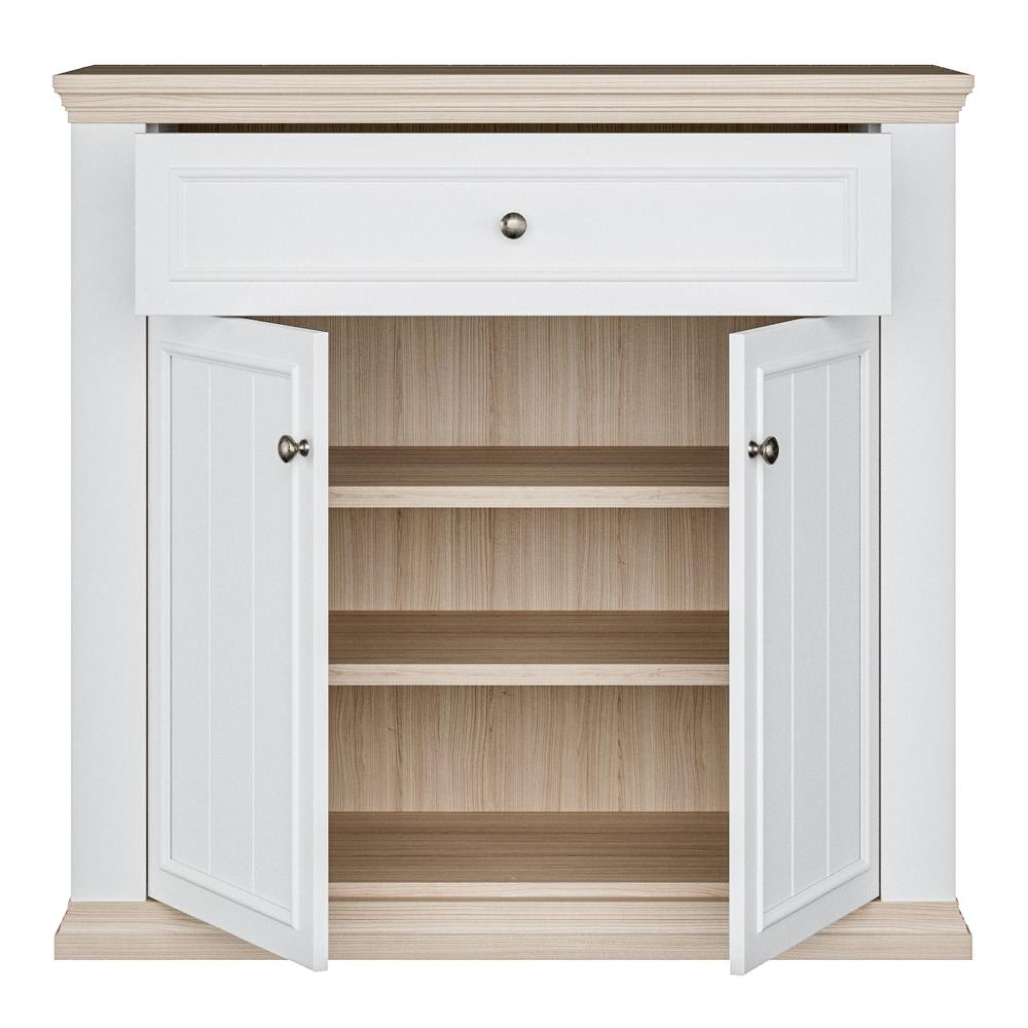 Pontypool Sideboard - 2 Door - 1 Drawer - Small - White and Riva Oak