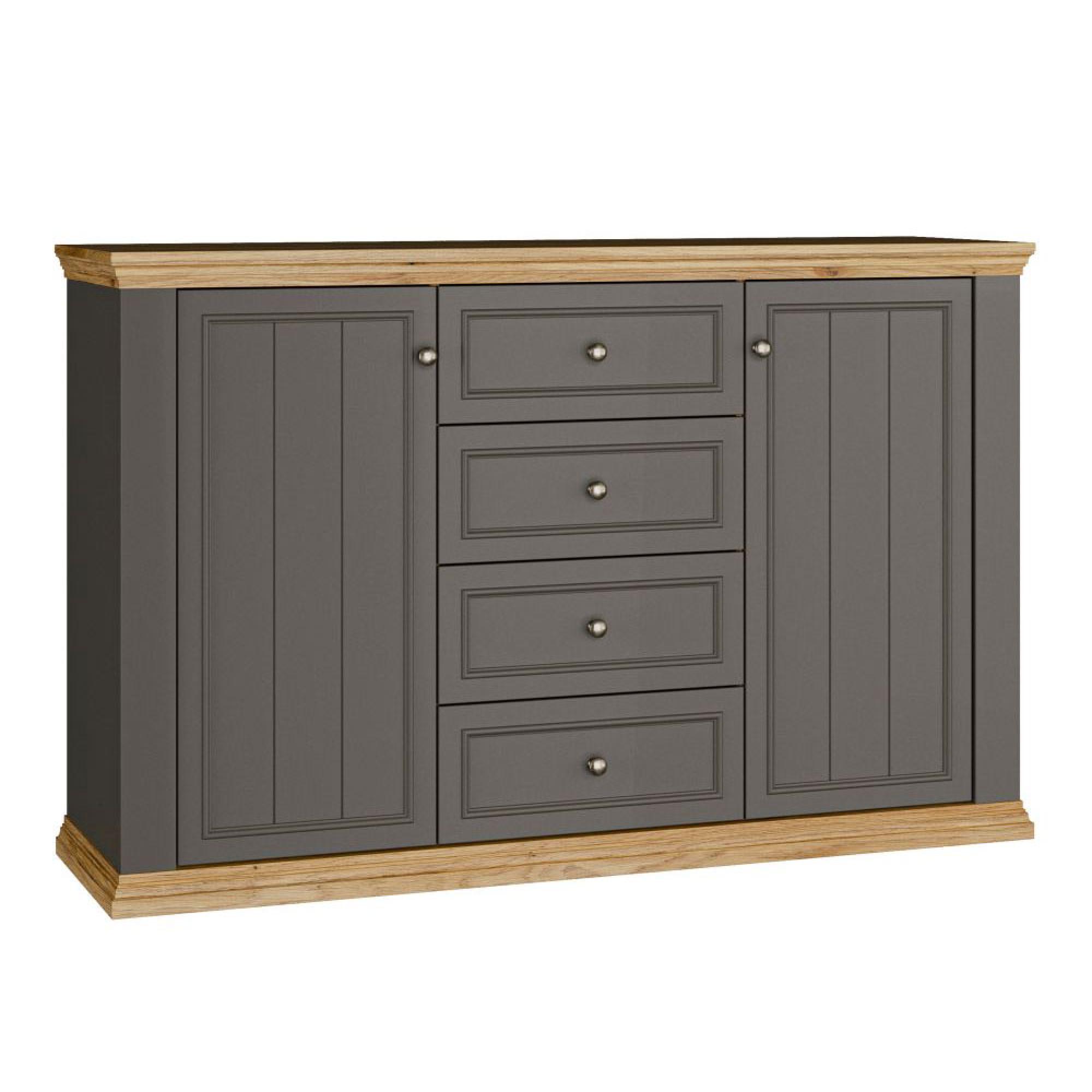 Pontypool Sideboard - 2 Door - 4 Drawer - Medium - Dark Grey and Light Oak