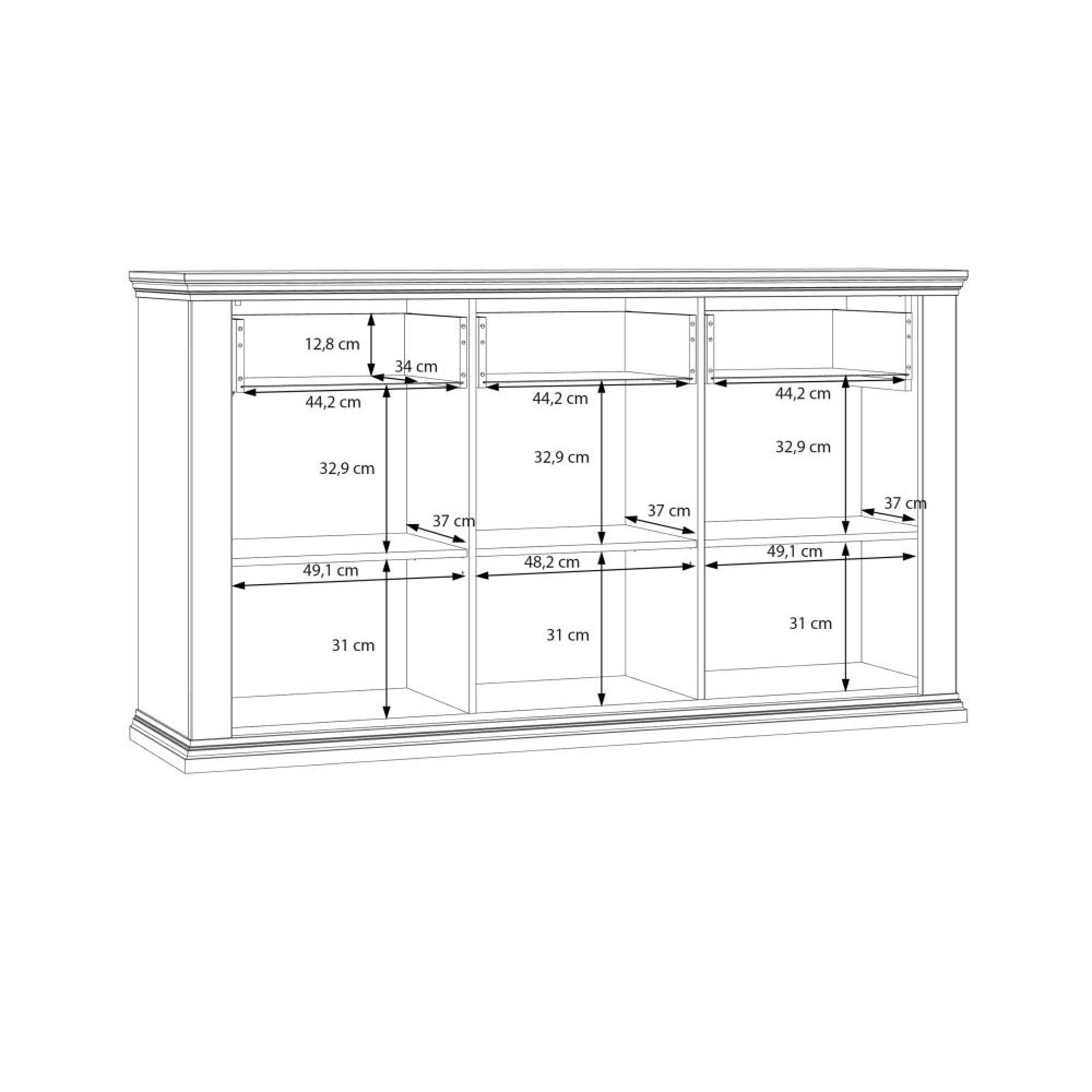 Pontypool Sideboard - 3 Door - 3 Drawer - Large - Dark Grey and Light Oak