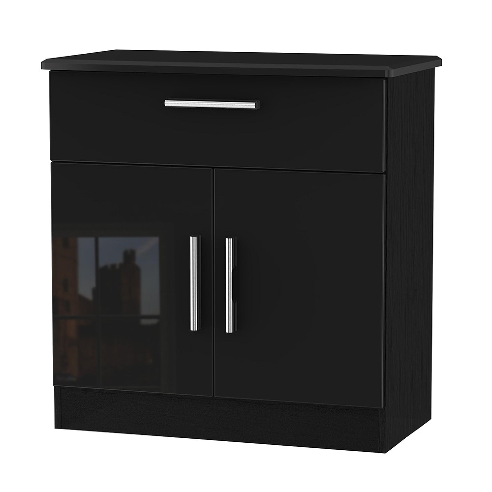 Knightsbridge Sideboard - Compact - 2 Doors - Gloss Black