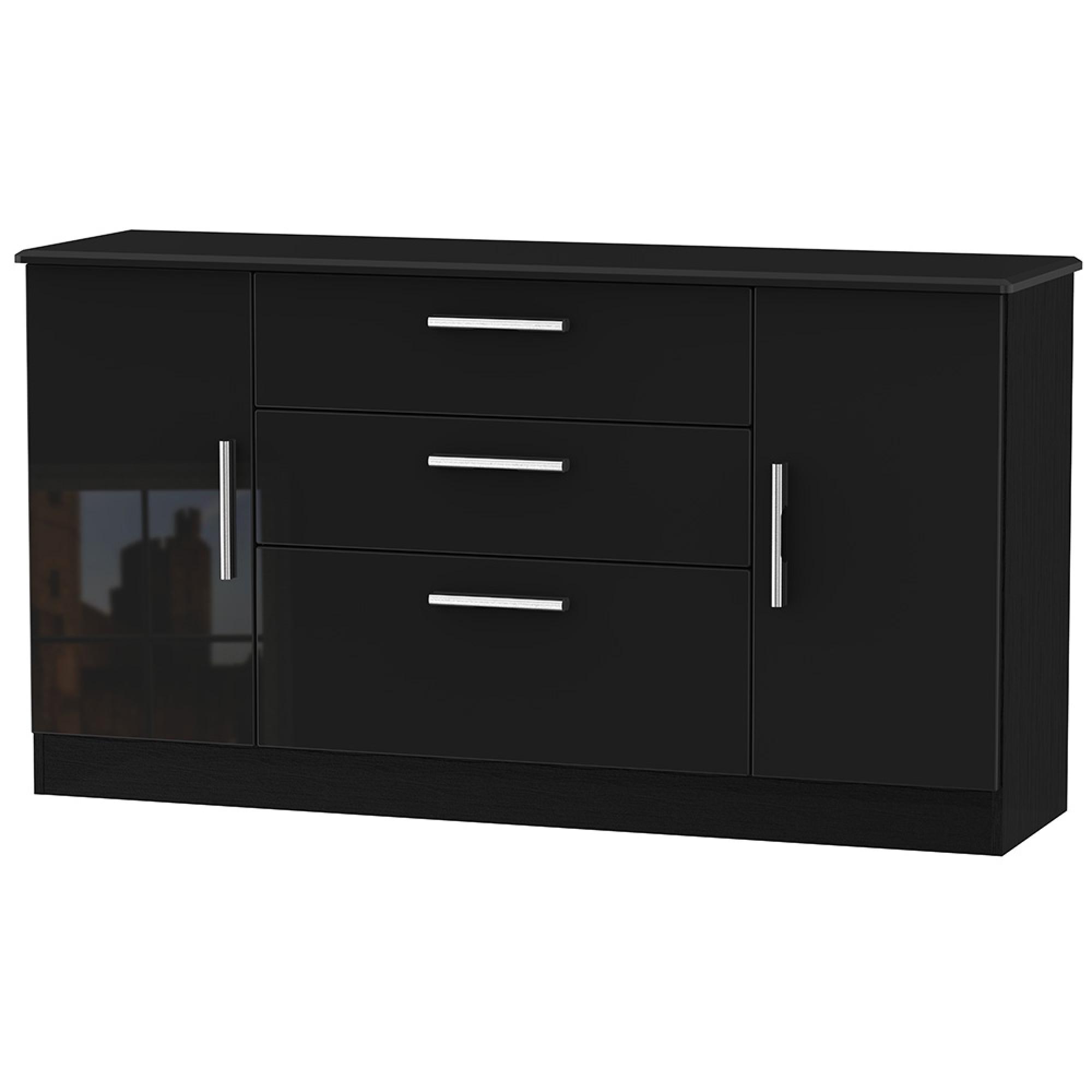 Knightsbridge Sideboard - Wide - 2 Doors - Gloss Black