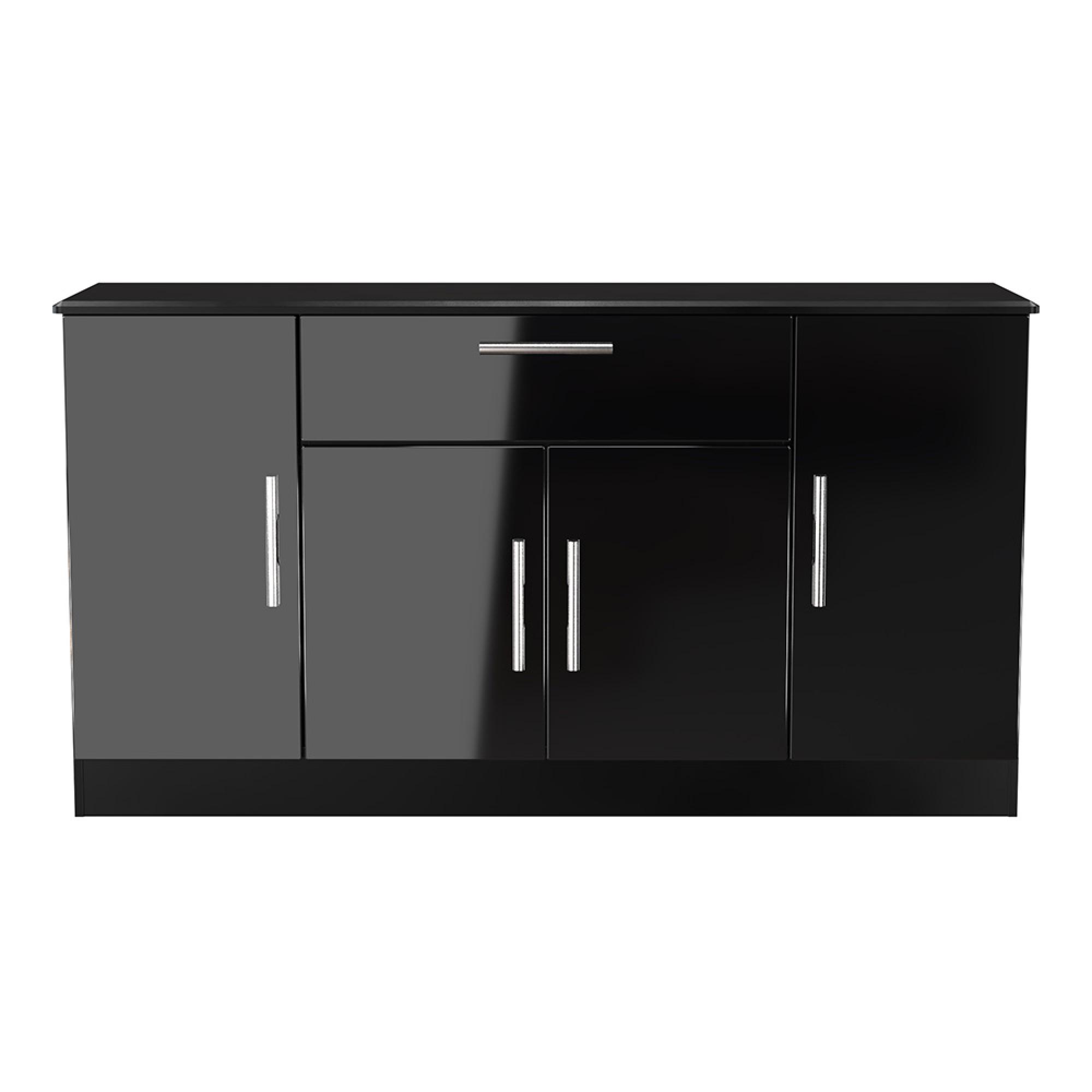 Knightsbridge Sideboard - Wide - 4 Doors - Gloss Black