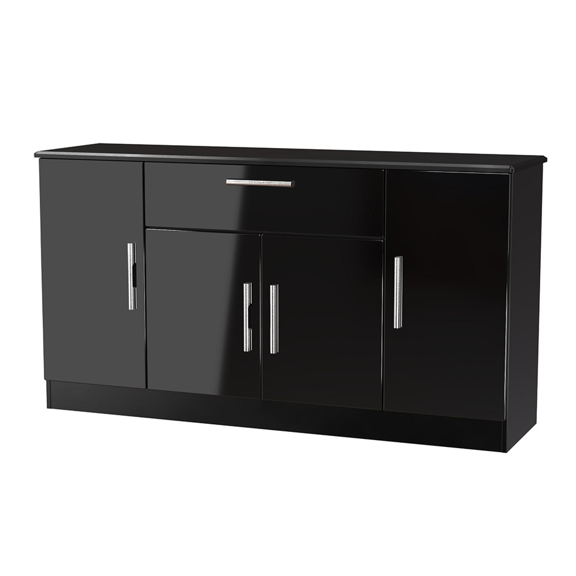 Knightsbridge Sideboard - Wide - 4 Doors - Gloss Black