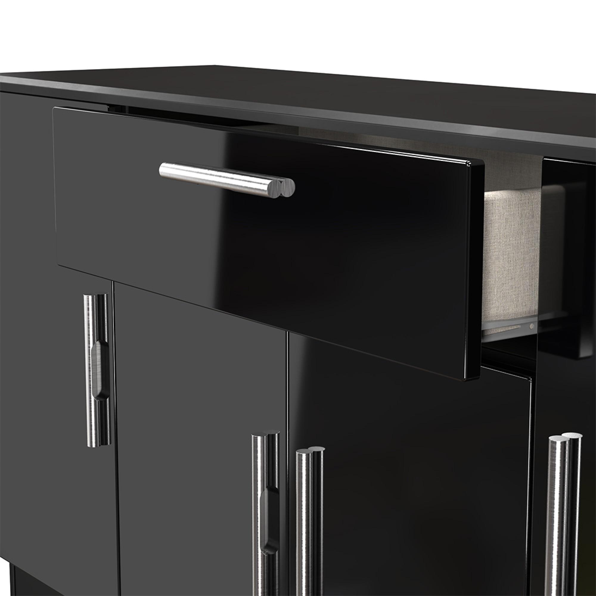 Knightsbridge Sideboard - Wide - 4 Doors - Gloss Black