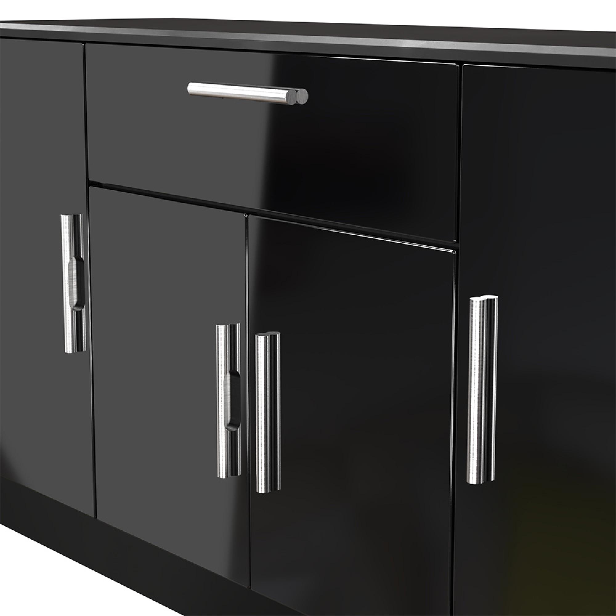 Knightsbridge Sideboard - Wide - 4 Doors - Gloss Black