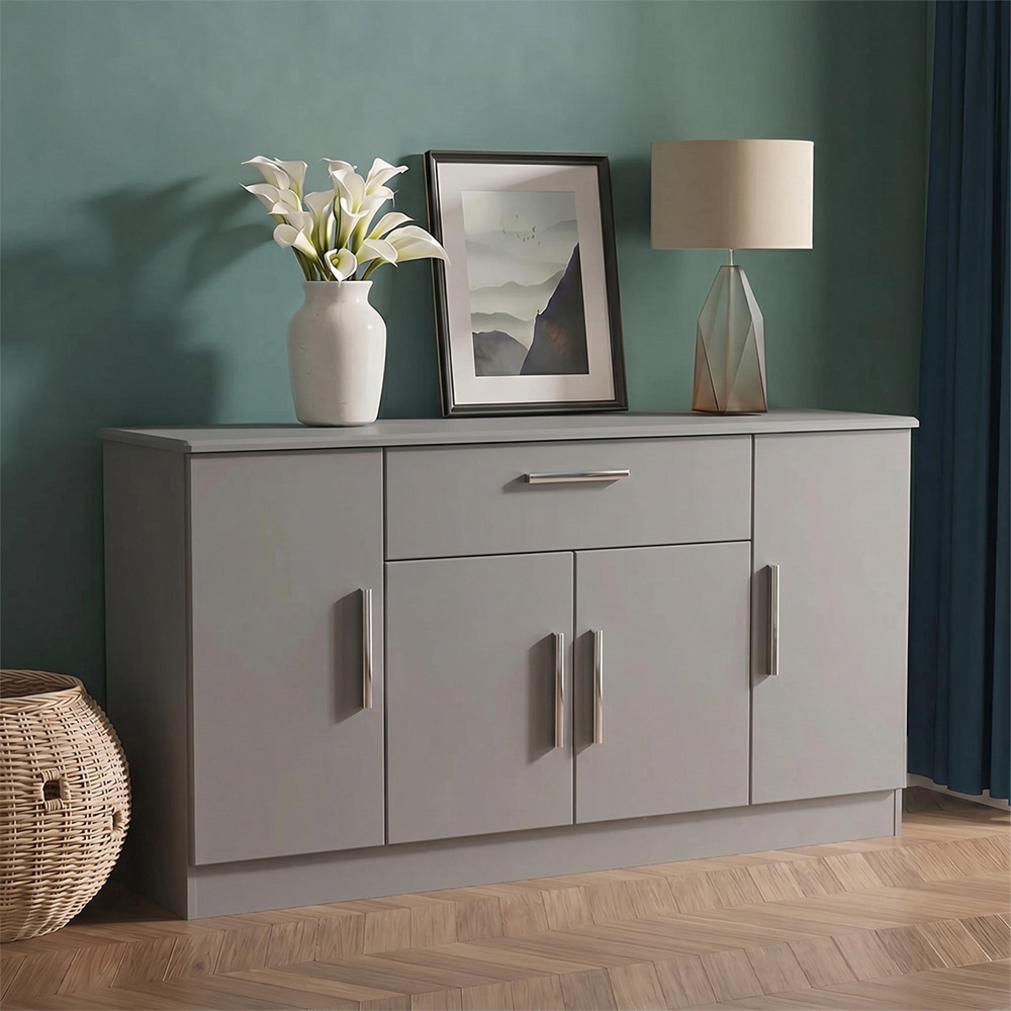 Knightsbridge Sideboard - Wide - 4 Doors - Grey
