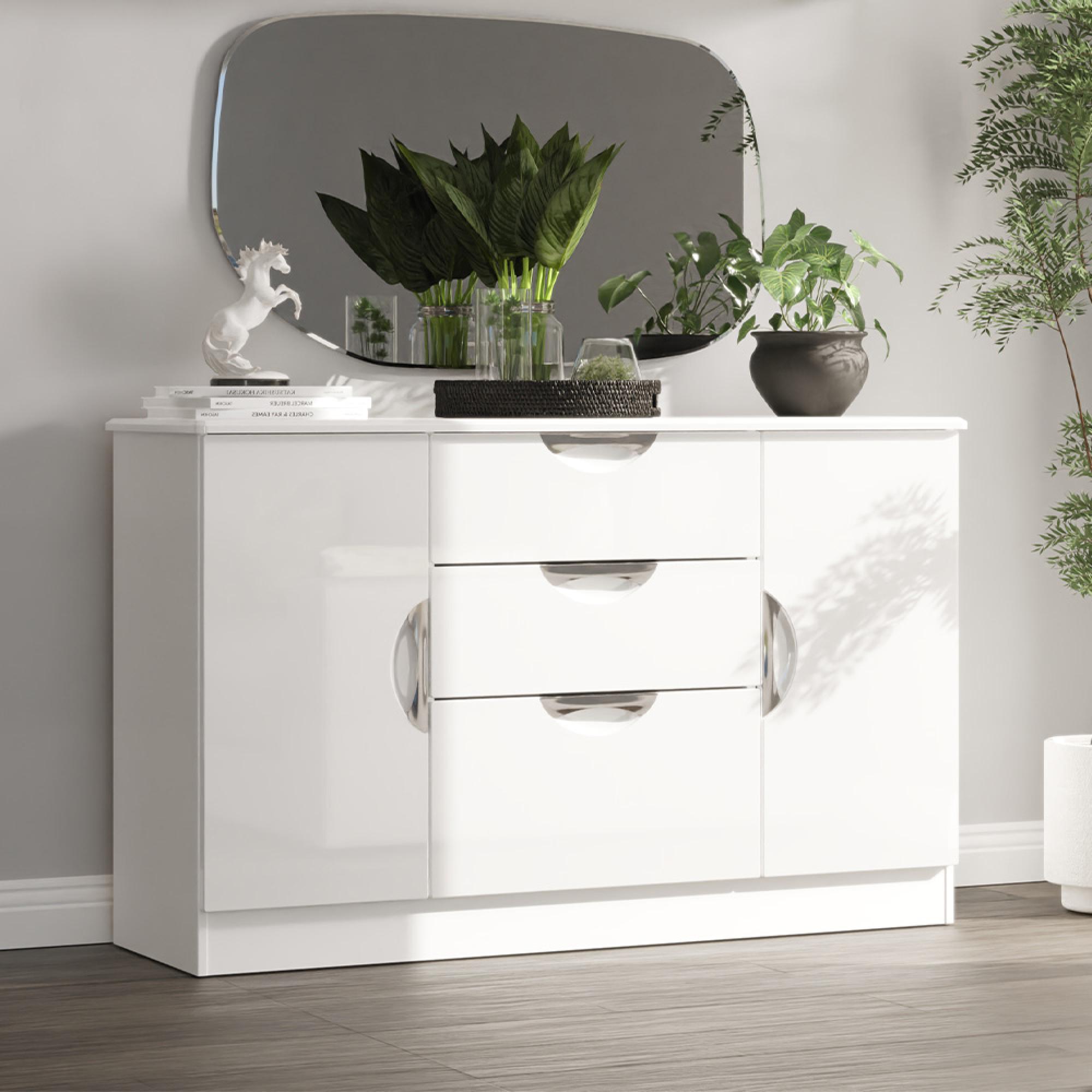Camden Sideboard - Medium - 2 Doors - White Gloss