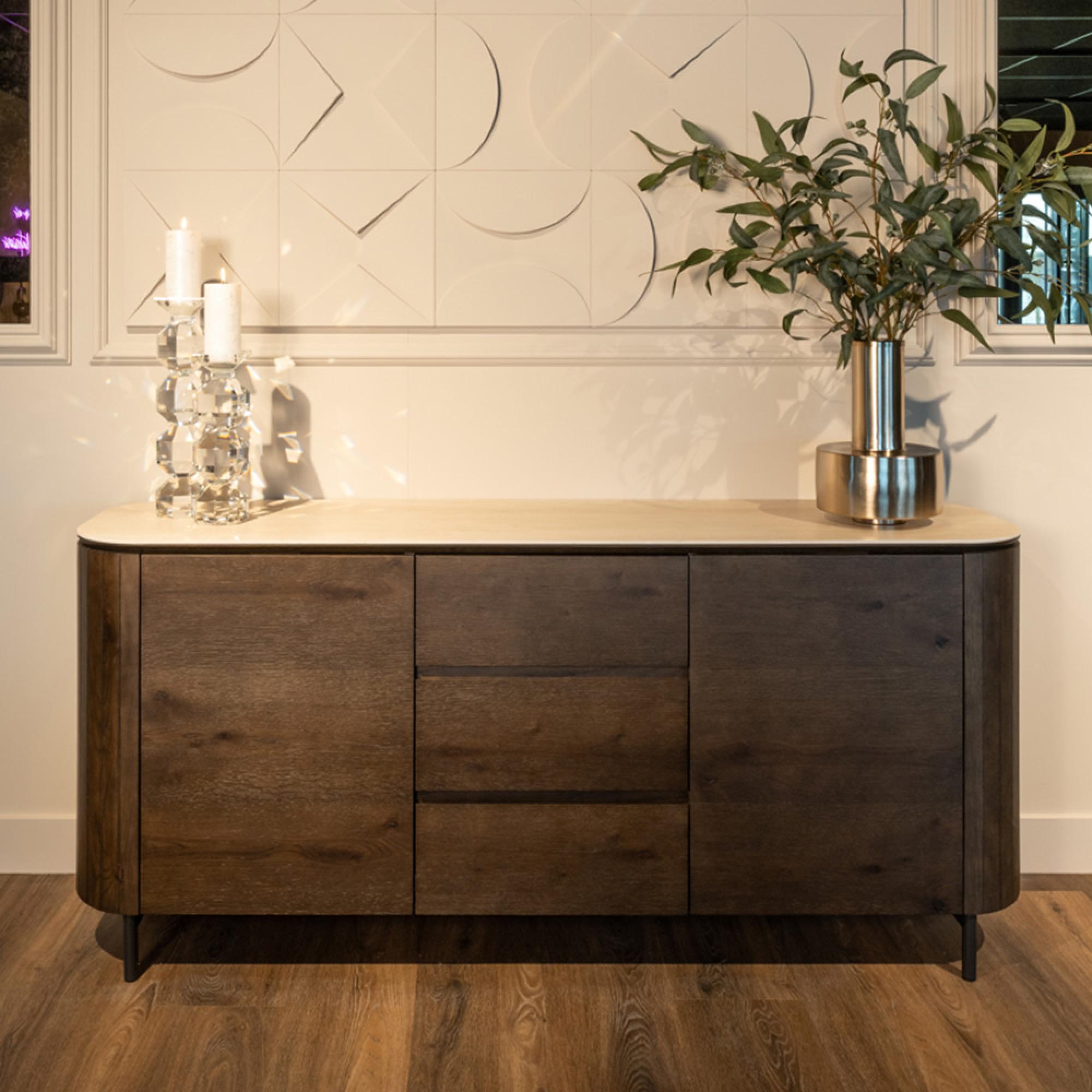 Ritz Beige Ceramic Top Extra Large 2 Door Sideboard