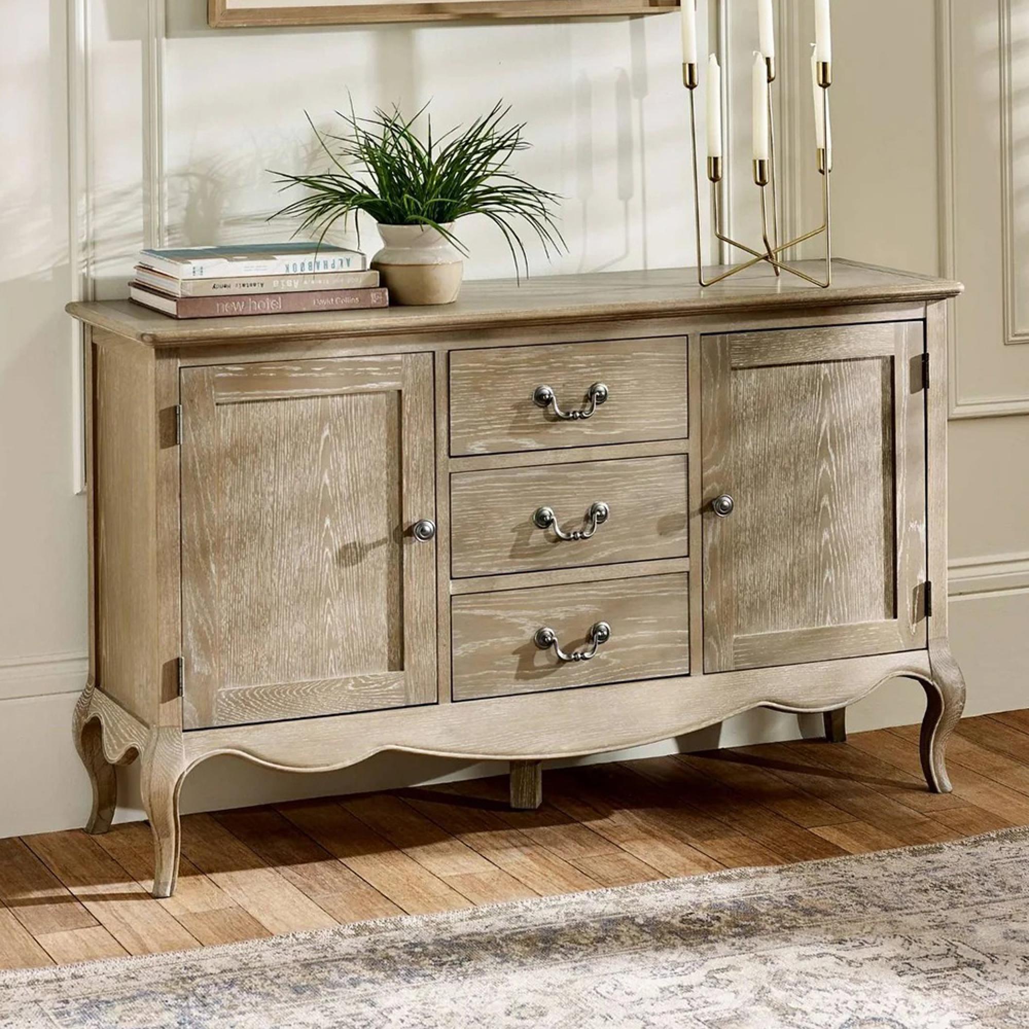 Camille Sideboard - 2 Door - 130cm - French Style - Natural - Limed Oak