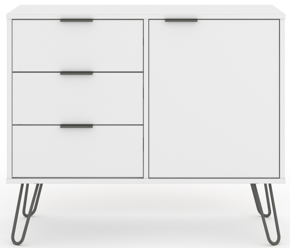Augusta White 90cm Small Sideboard with Hairpin Legs