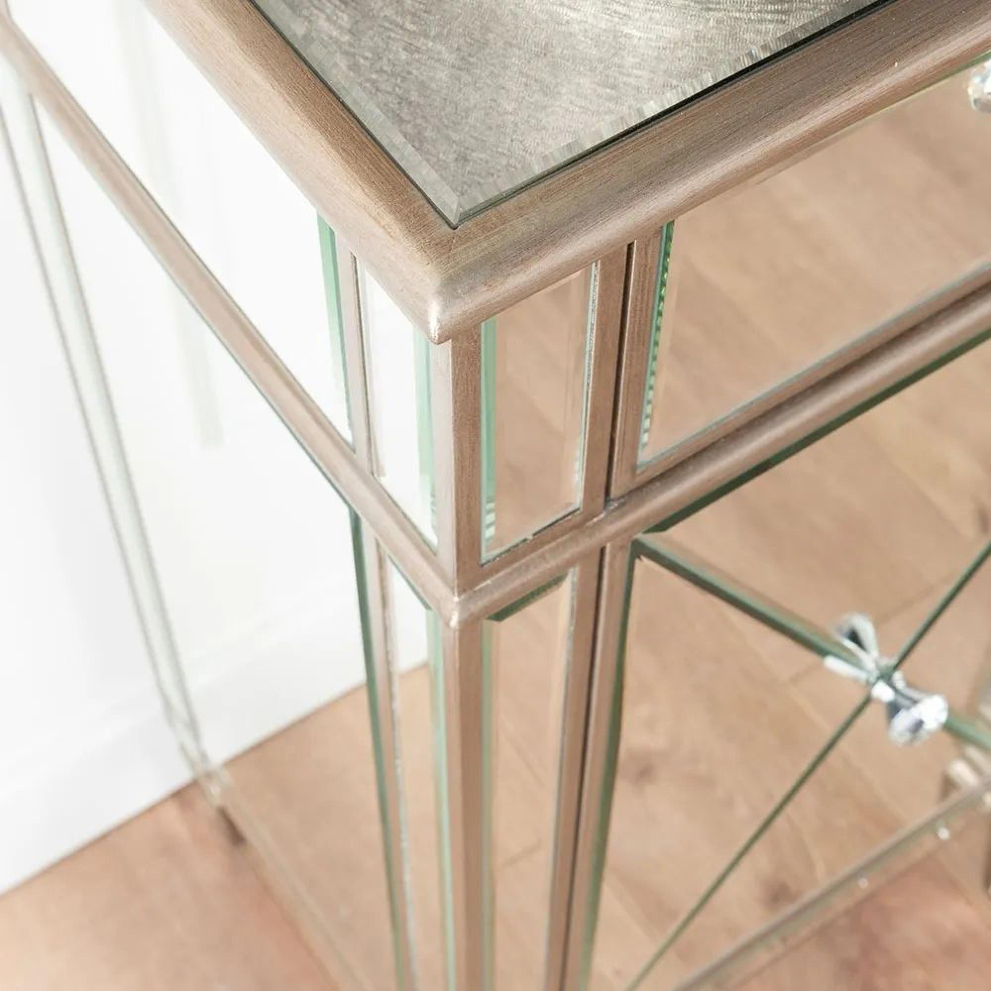 Antoinette Large Sideboard - 160cm - 4 Door - Mirrored - Champagne Trim