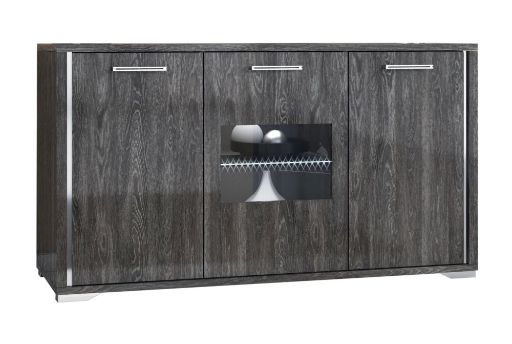 Augusta Grey Oak Effect 3 Door Medium Sideboard