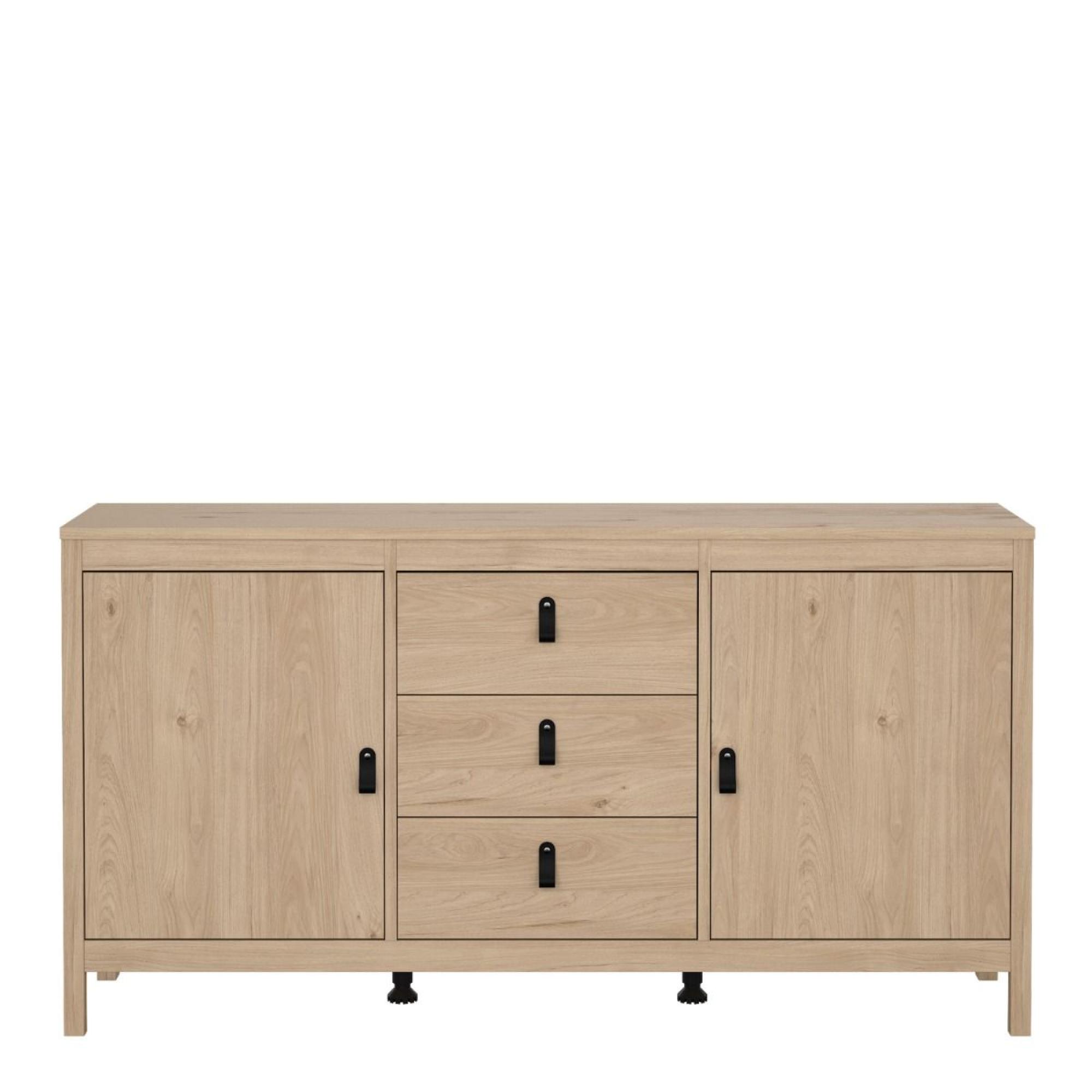 Barcelona Sideboard - 2 Door - 3 Drawer - Medium - Jackson Hickory Oak