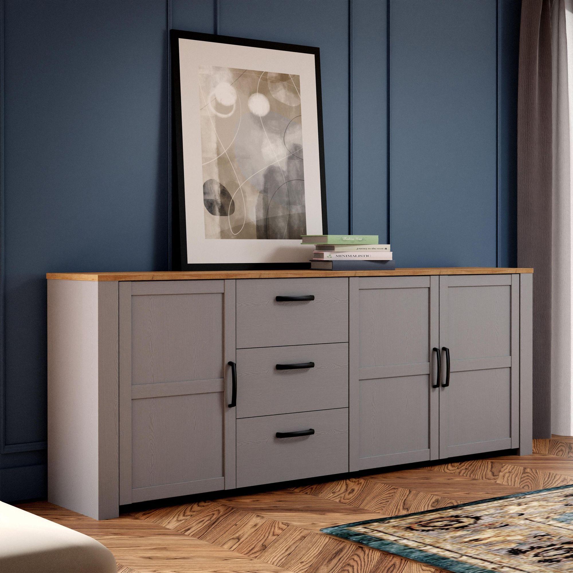Bohol Sideboard - 3 Door - 3 Drawer - Extra Large - Grey