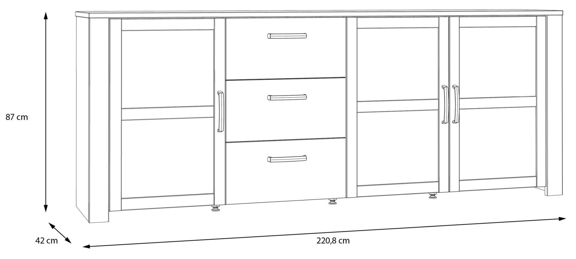 Bohol Sideboard - 3 Door - 3 Drawer - Extra Large - Grey