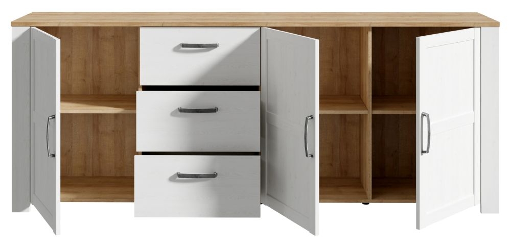 Bohol Sideboard - 3 Door - 3 Drawer - Extra Large - White