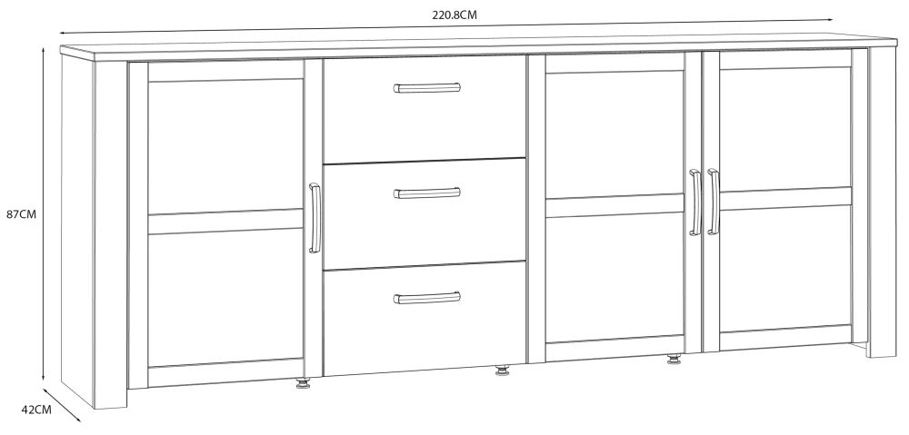 Bohol Sideboard - 3 Door - 3 Drawer - Extra Large - White