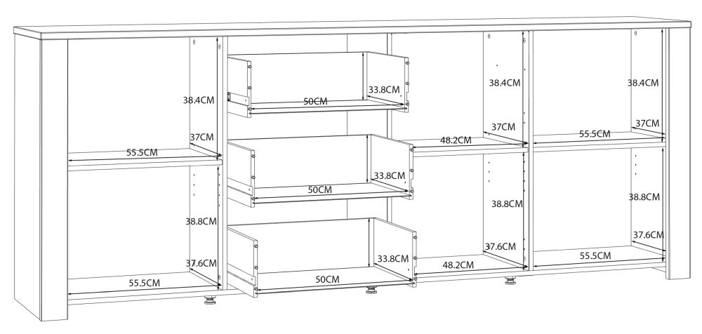 Bohol Sideboard - 3 Door - 3 Drawer - Extra Large - White