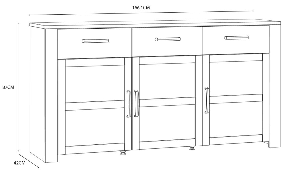 Bohol Sideboard - 3 Door - 3 Drawer - Large - White