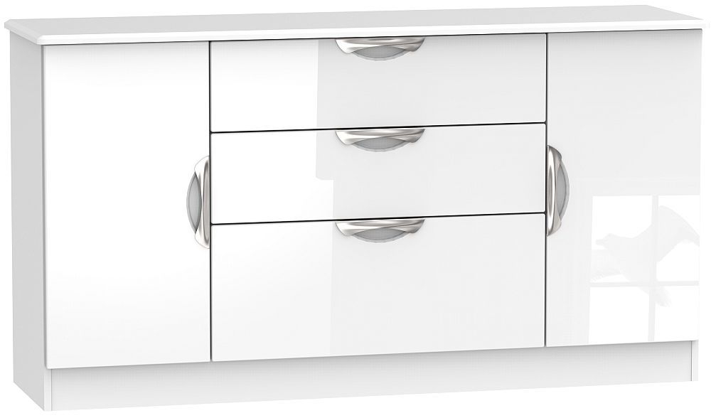 Camden White Gloss Wide Sideboard - 2 Doors