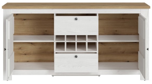 Celesto Sideboard - 2 Door - 2 Drawer - Large - Wine Rack - White