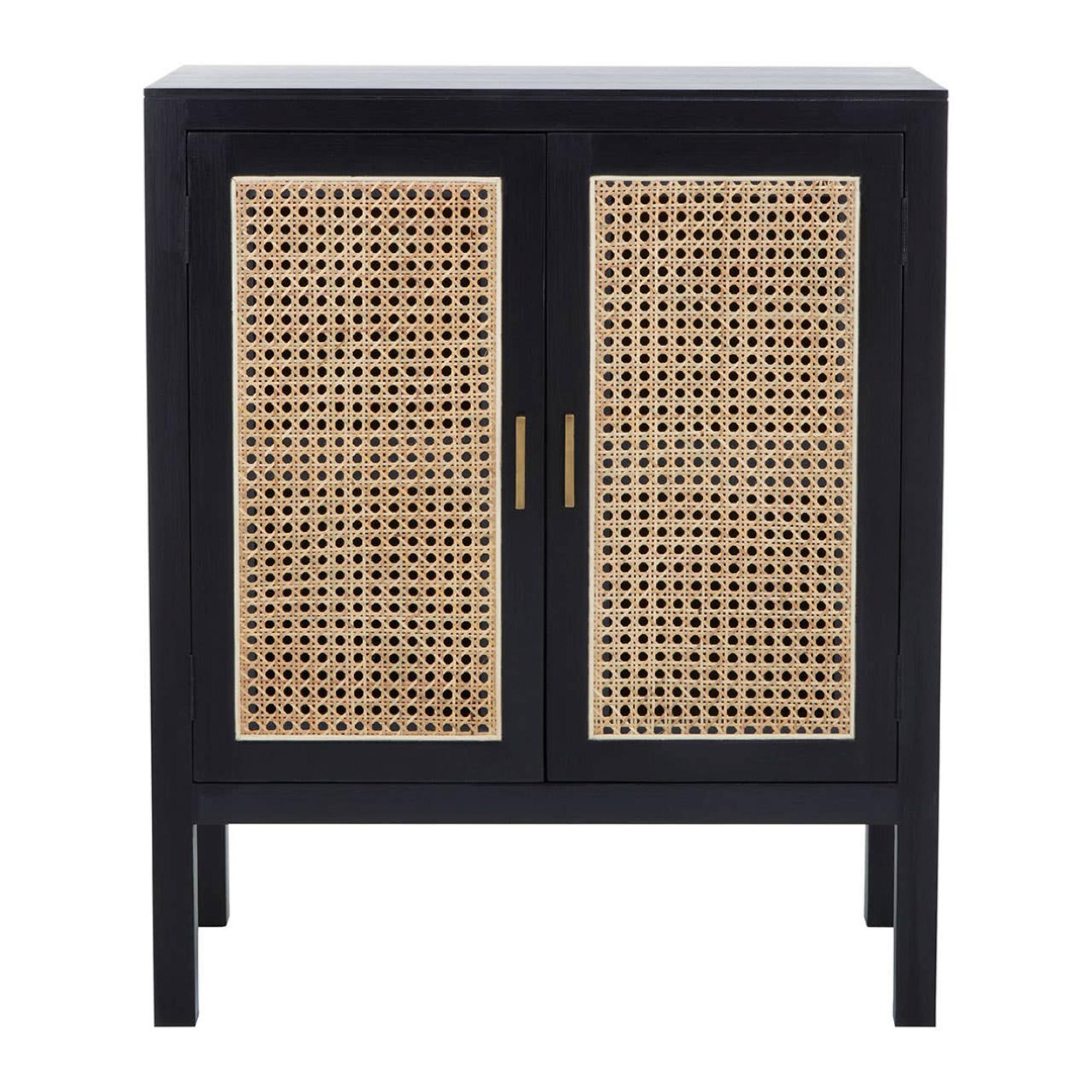 Corso Sideboard - Compact - 2 Door - 75cm - Black and Rattan