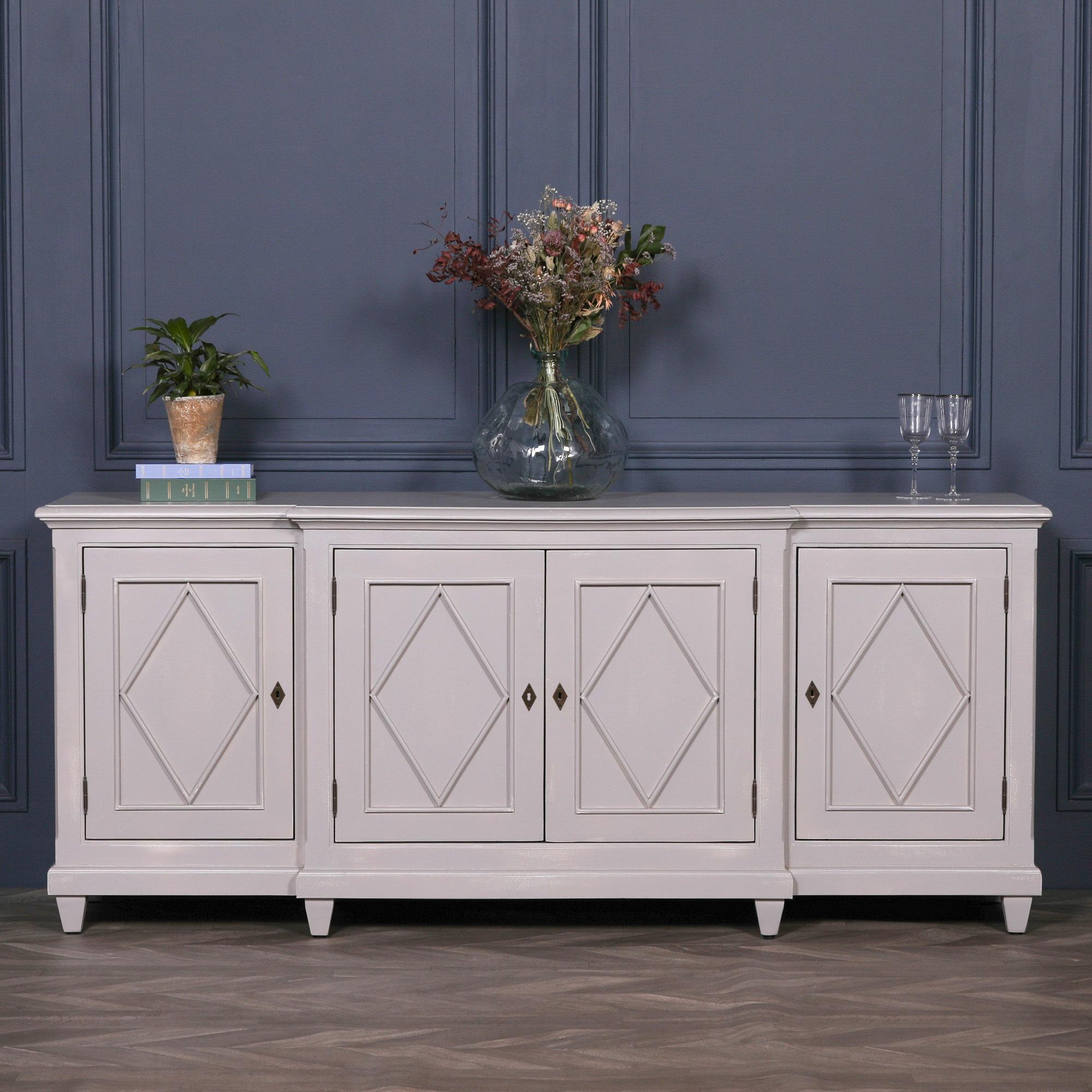 Distressed Mahogany Wood Sideboard - 4 Door - Extra Large