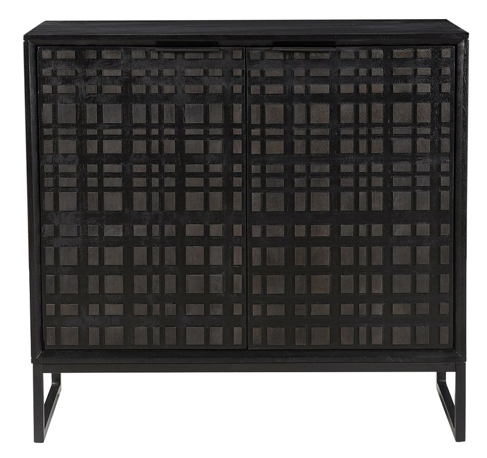 Fusion Mango Wood Sideboard - 2 Door - Small - 85cm - Black - Geometric