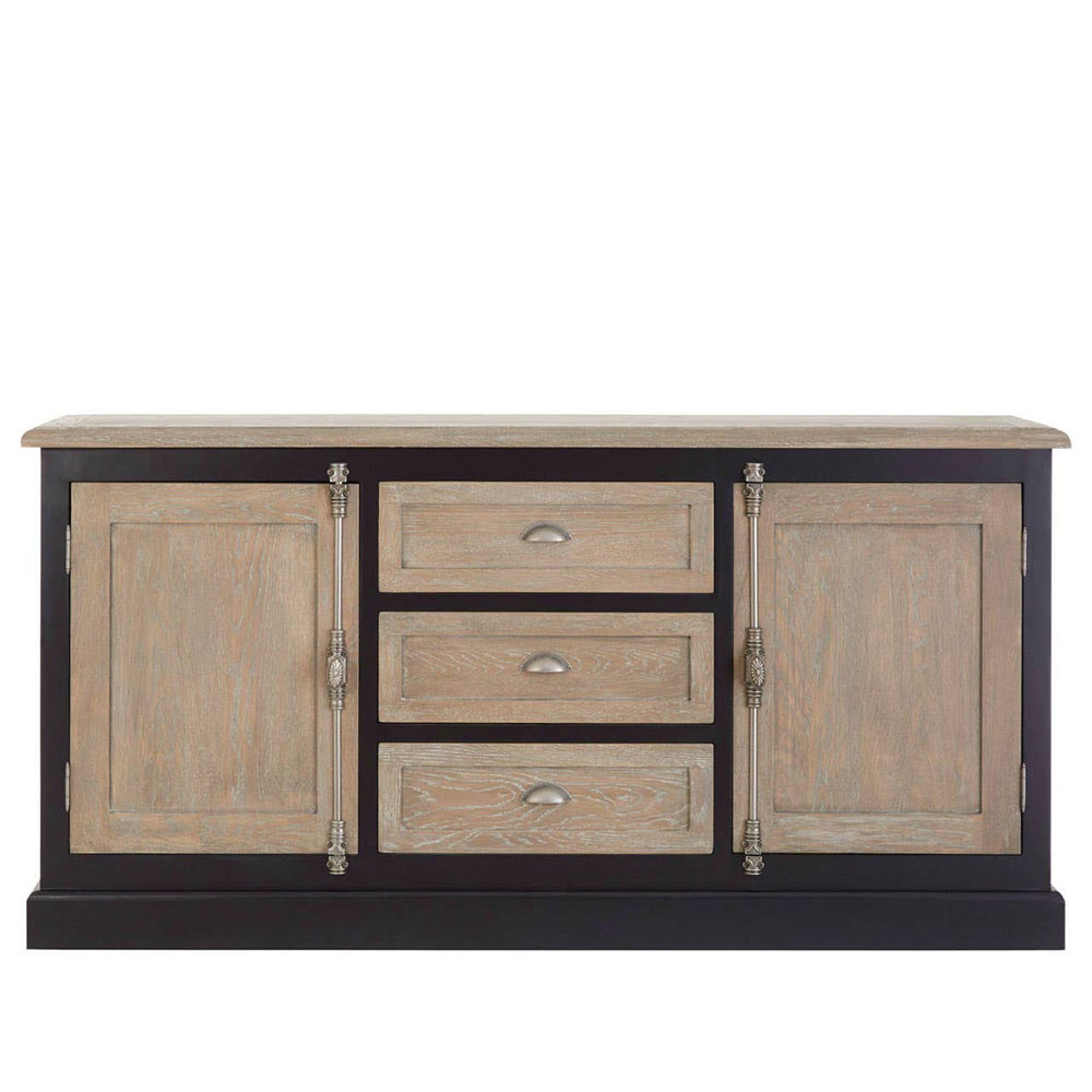 Kensington Townhouse Sideboard - 2 Door - Extra Large - Oak and Black - 180cm