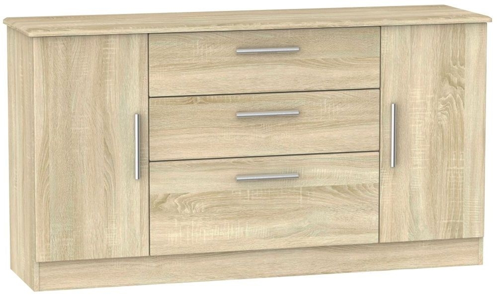 Knightsbridge Oak Effect Wide Sideboard - 2 Doors